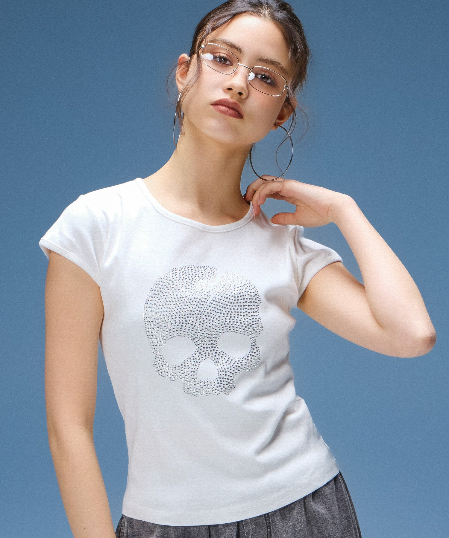 RHINESTONE SKULL S/S BABY TEE