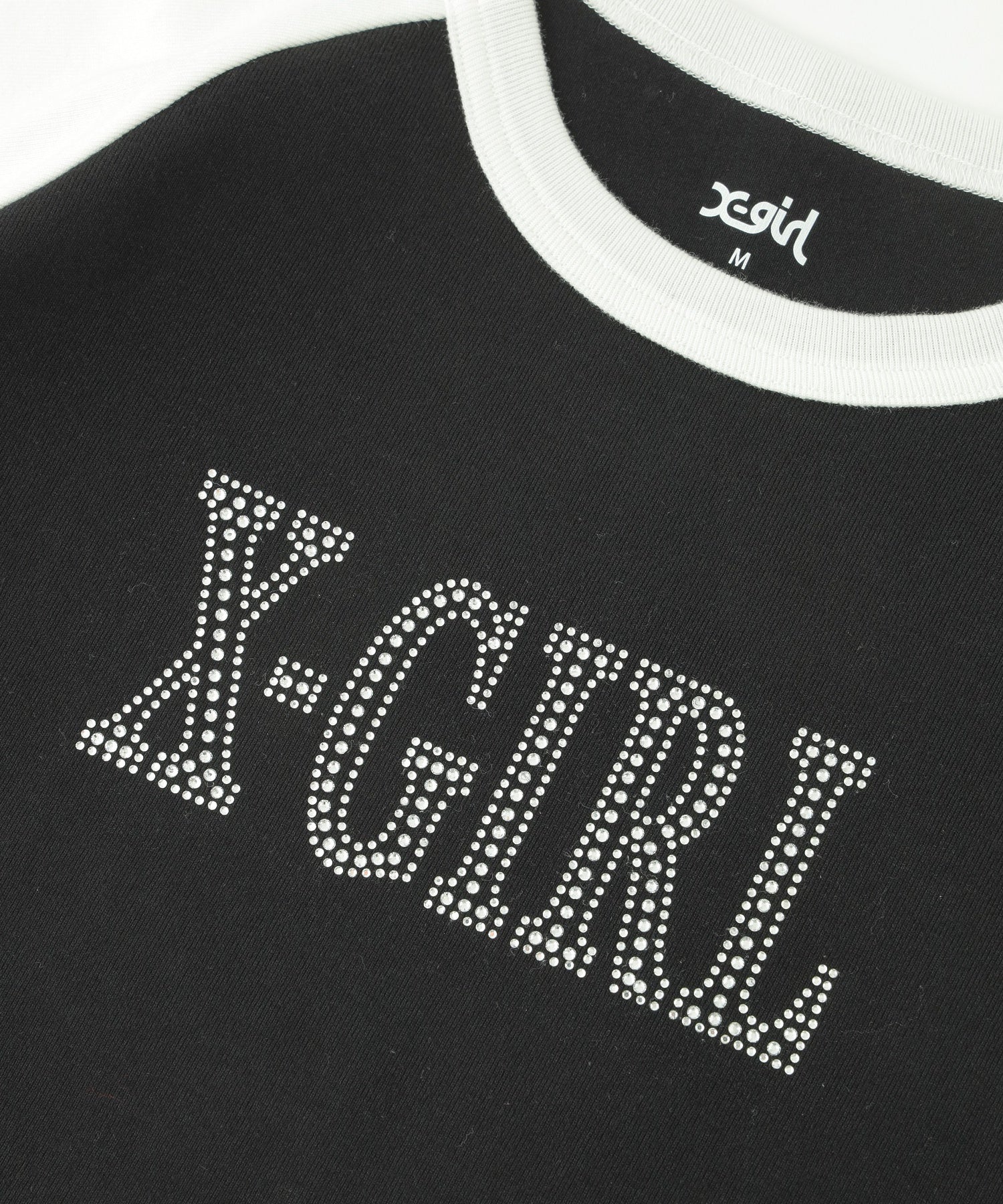 RHINESTONE ROMAN TYPE LOGO RAGLAN S/S BABY TEE