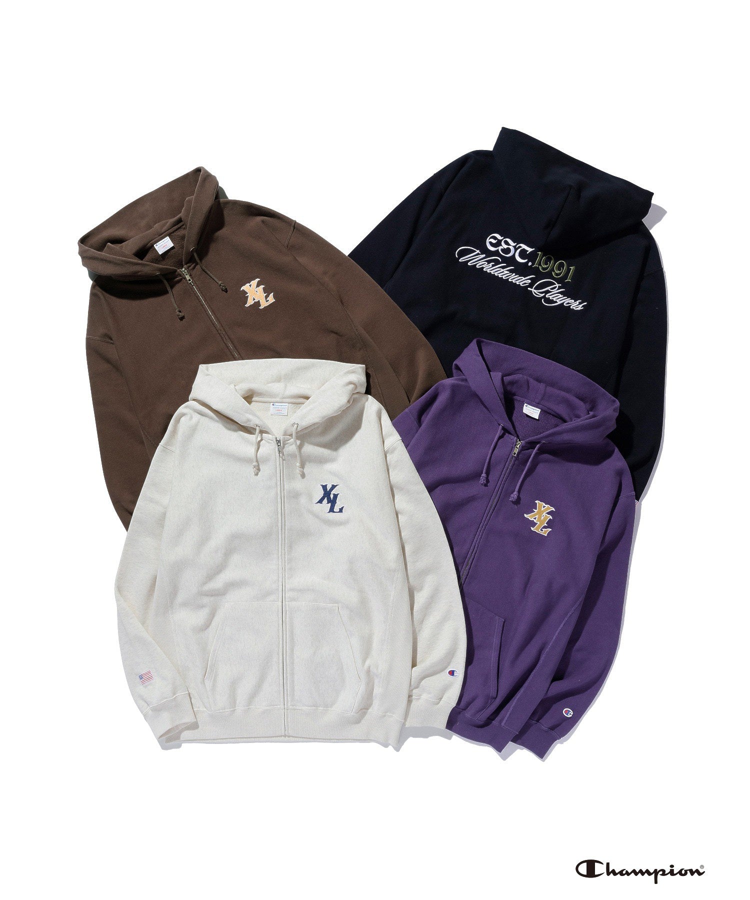 XLARGE×Champion ZIP UP HOODED SWEATSHIRT