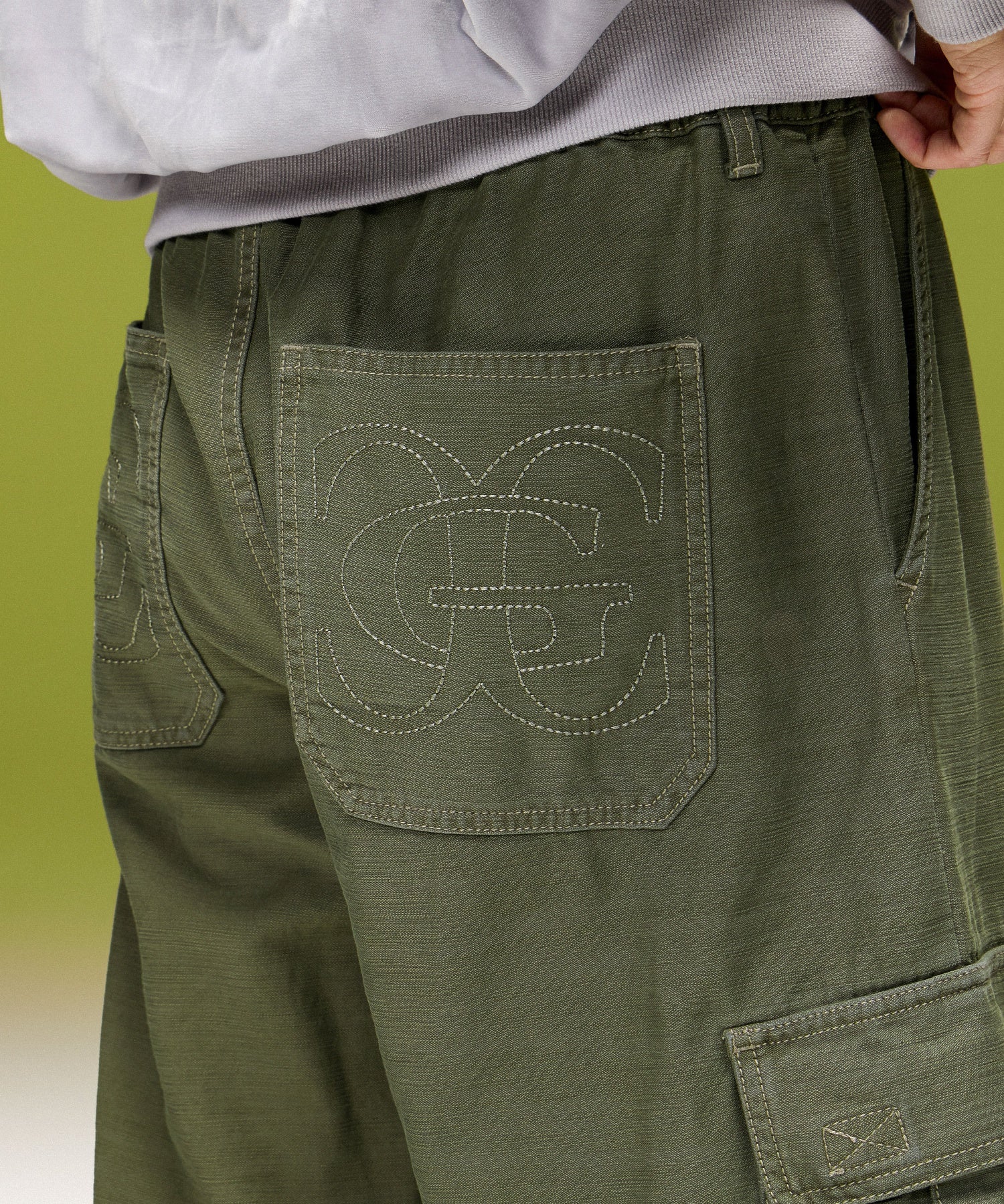 EMBLEM POCKET 2WAY WIDE LEG CARGO PANTS