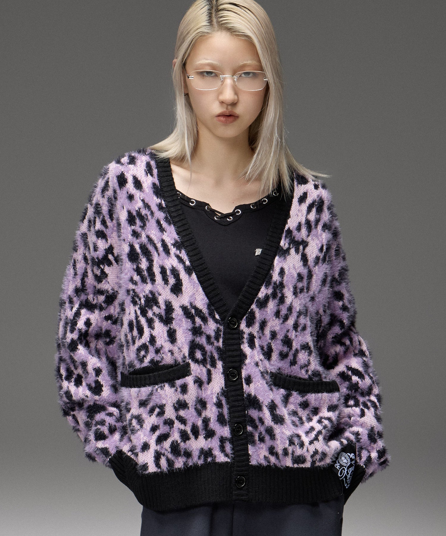 LEOPARD SHAGGY KNIT CARDIGAN