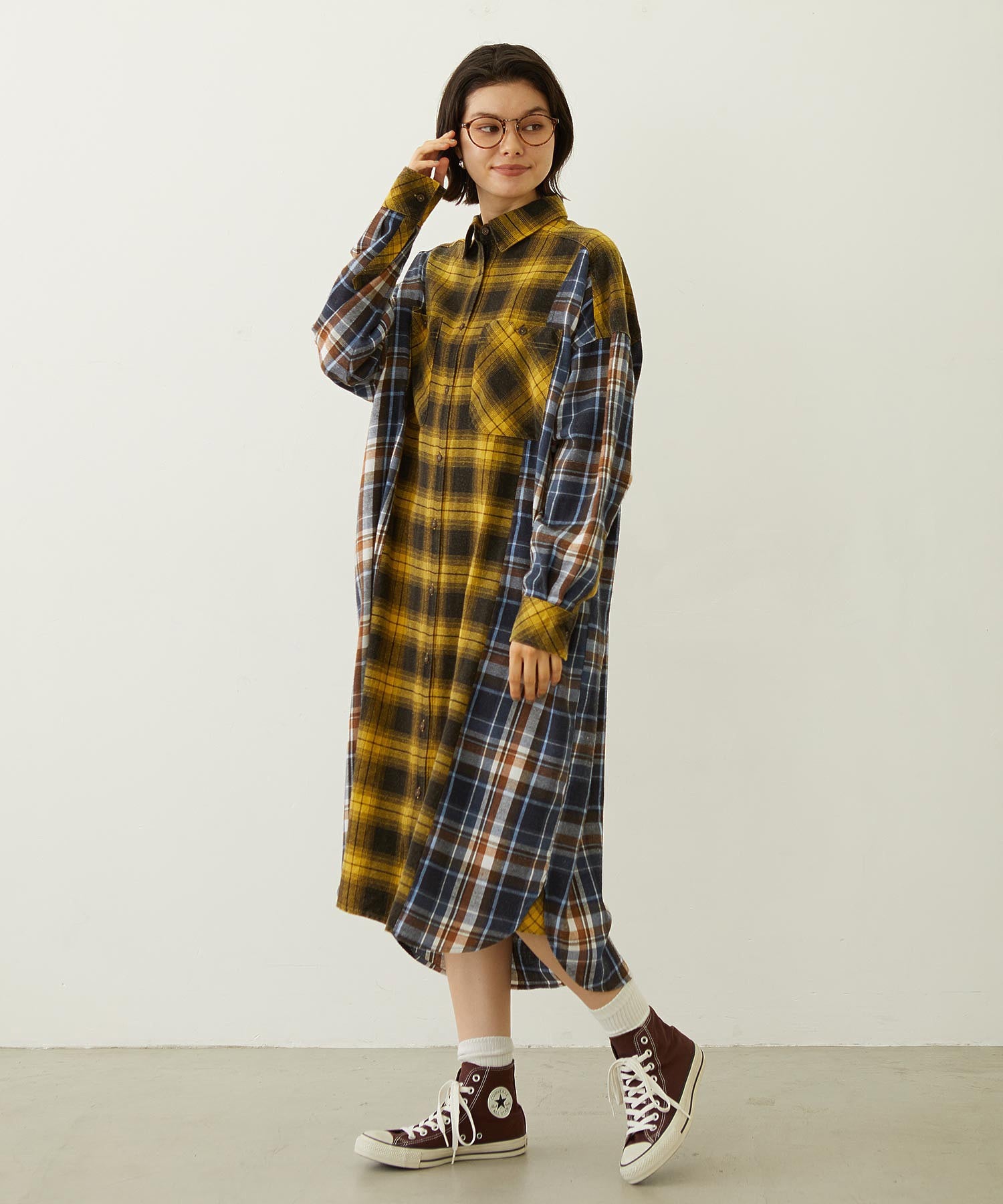 WASHED PANEL SHIRT DRESS