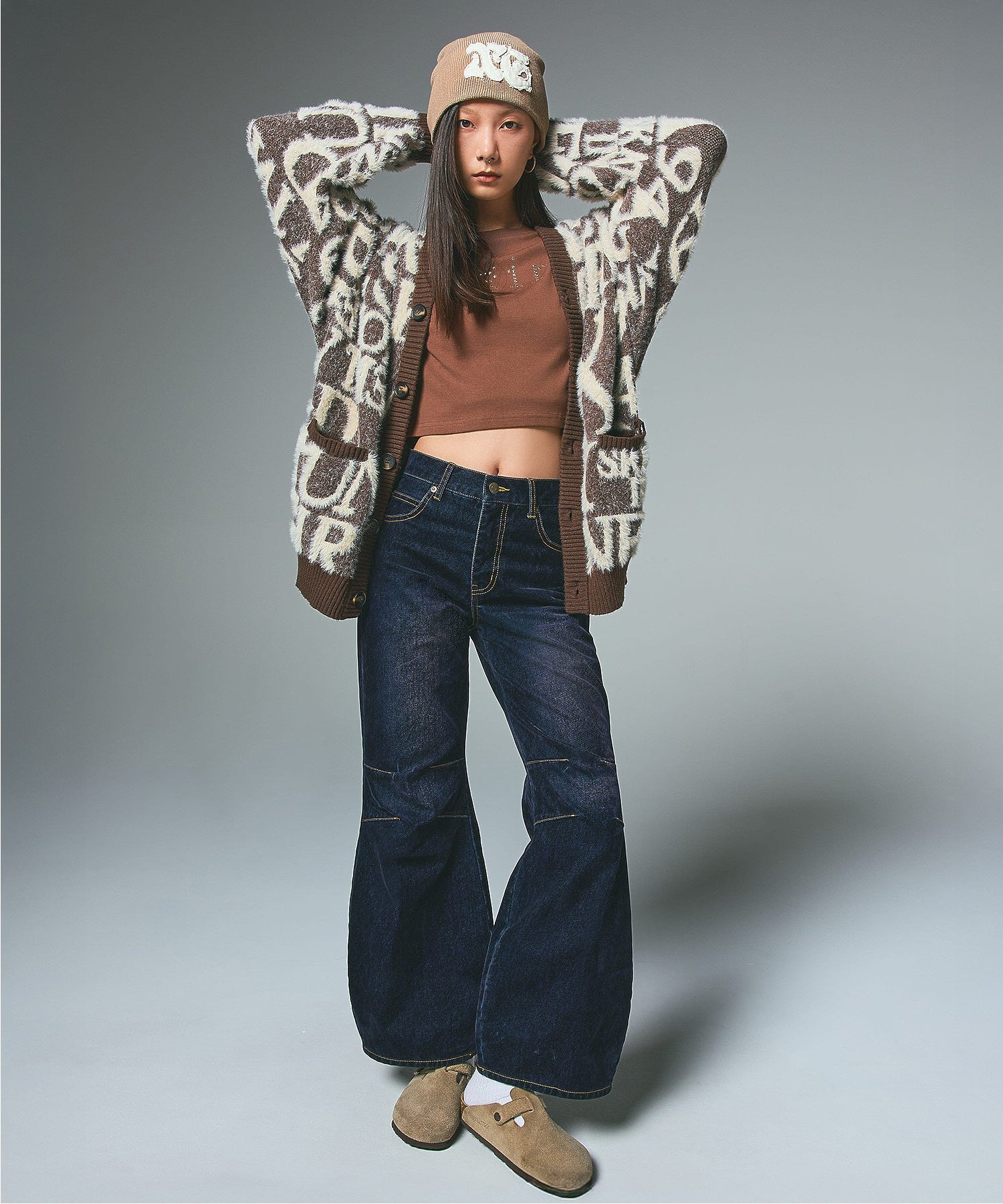 LOGO AND BUNNY JACQUARD KNIT CARDIGAN