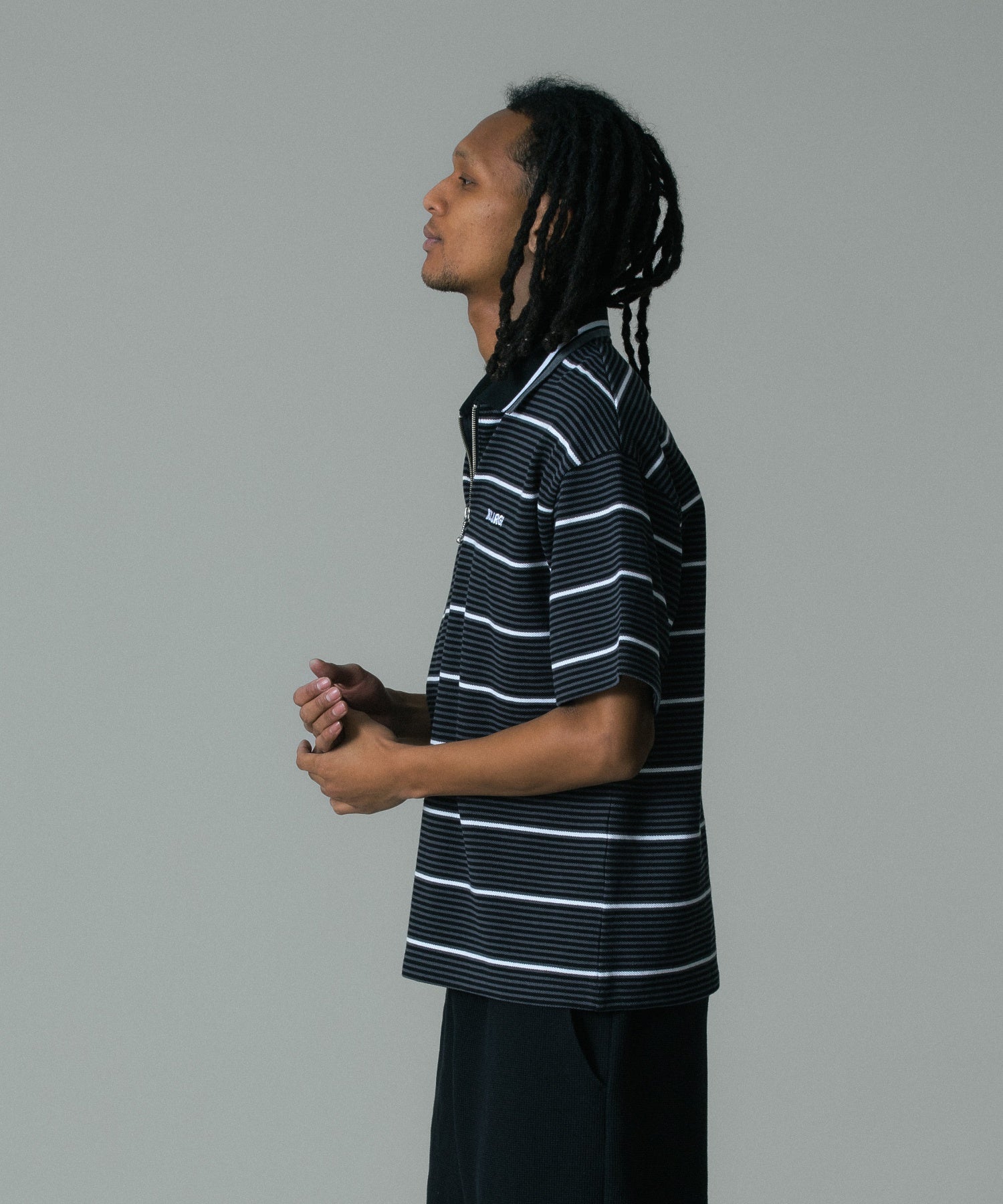 STRIPE ZIP POLO SHIRT