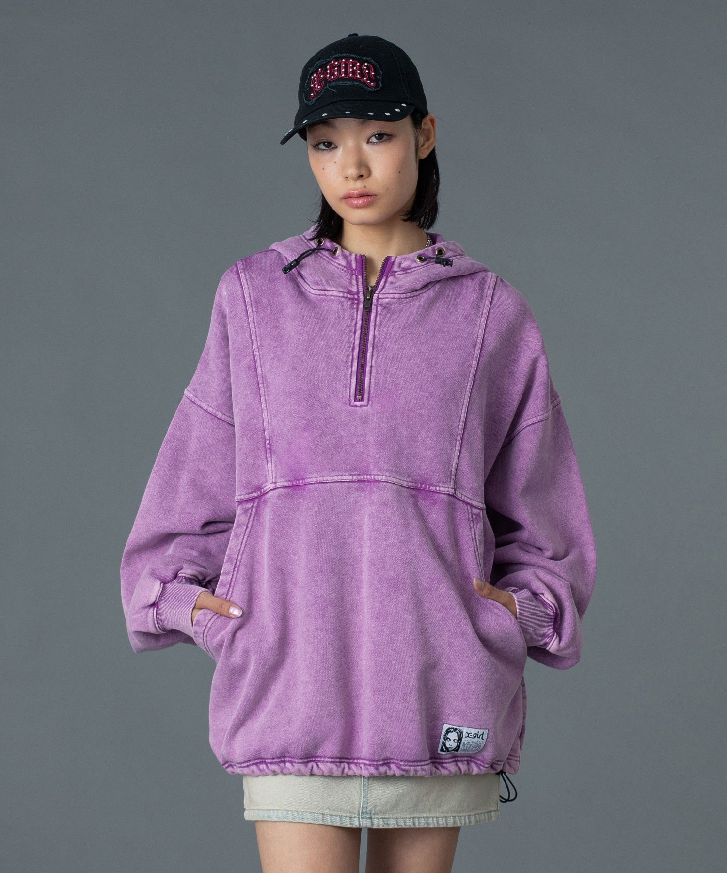 FADED FACE LABEL ANORAK SWEAT HOODIE