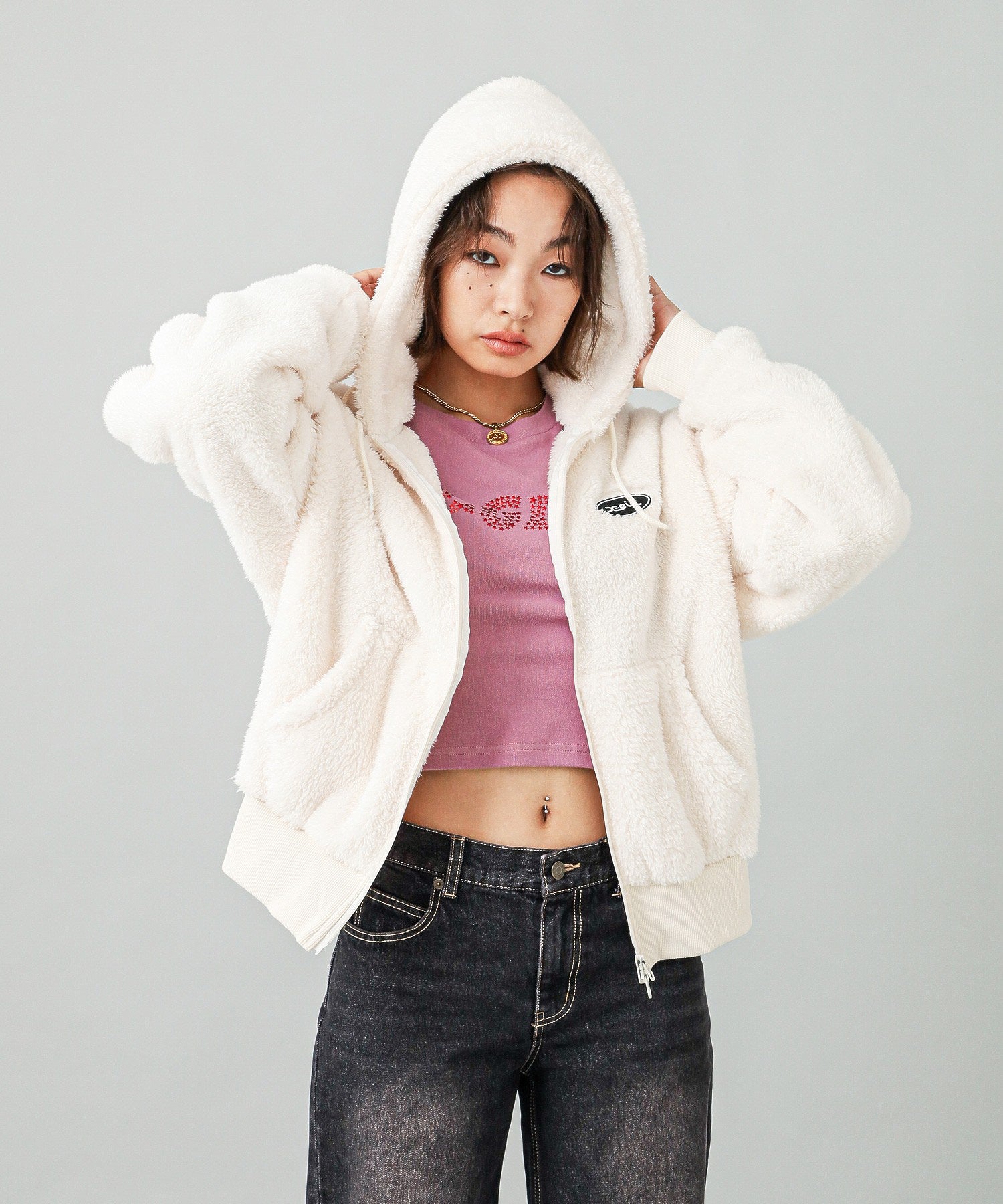 FLUFFY ZIP UP HOODIE