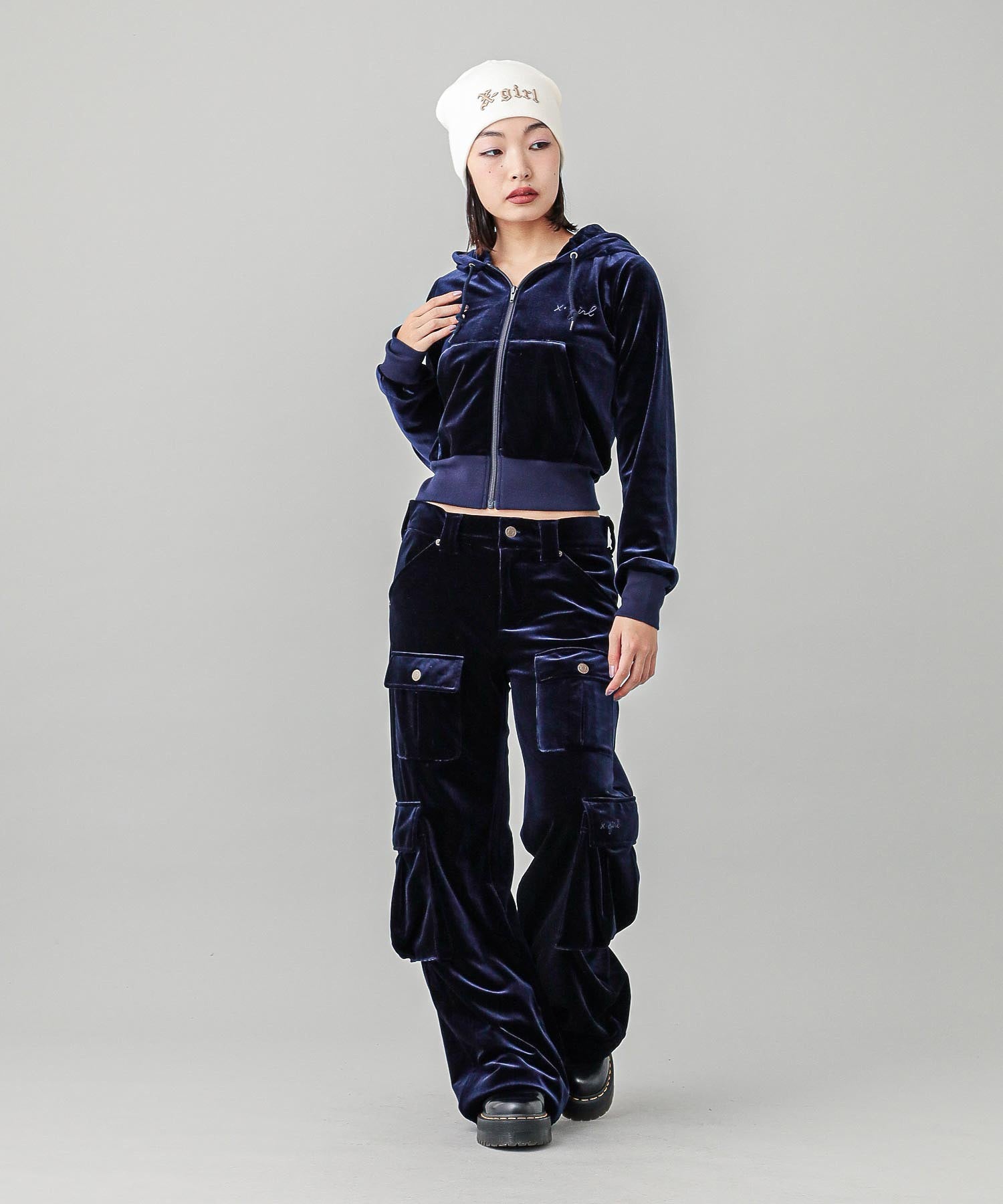 VELOUR ZIP UP HOODIE