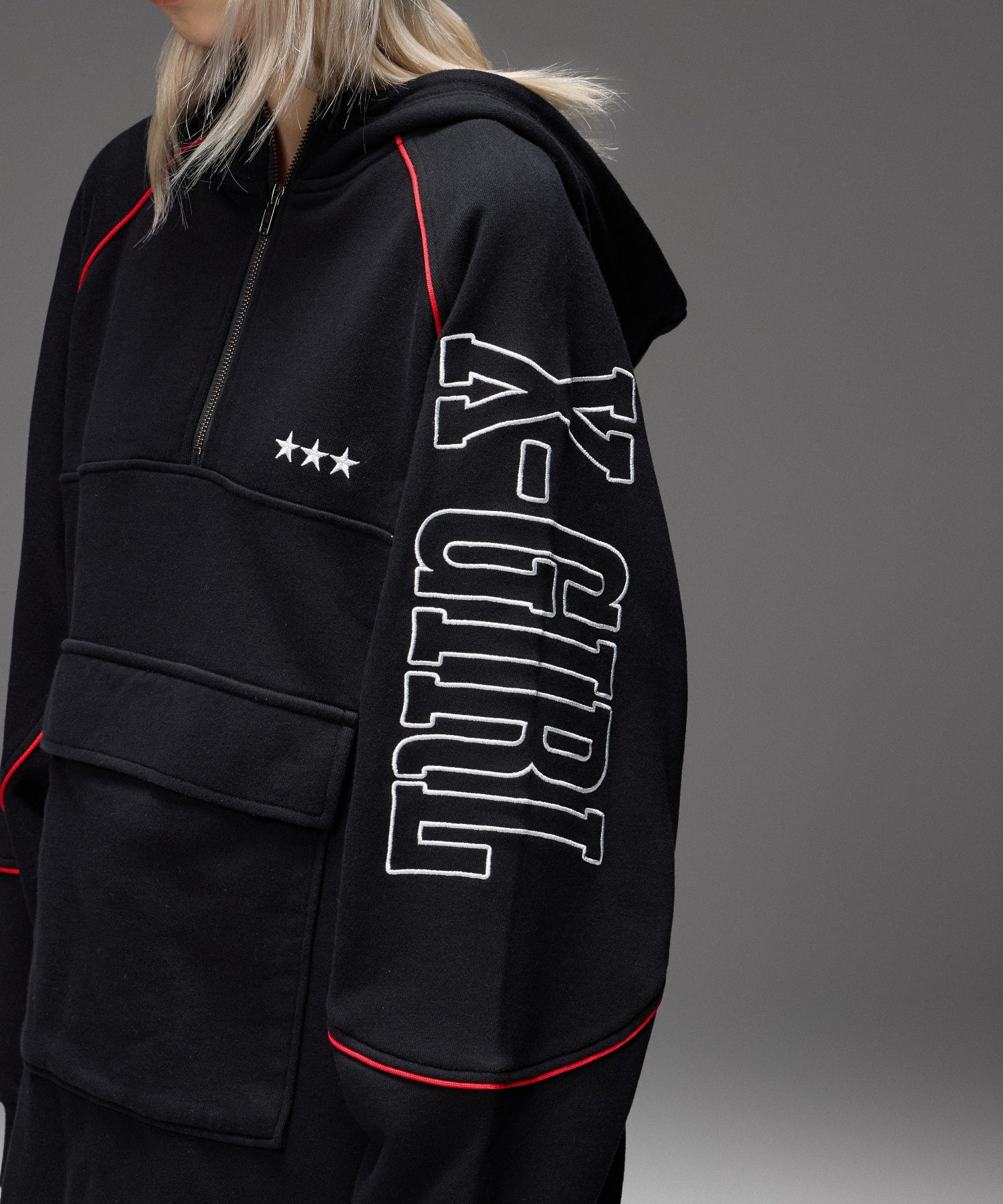 LOGO AND STAR SWEAT ANORAK DRESS