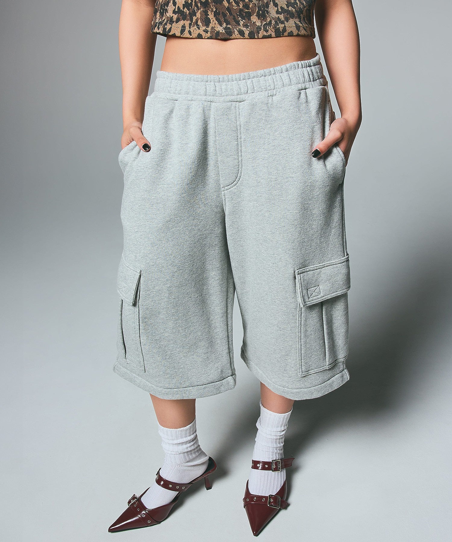 2WAY WIDE LEG CARGO SWEAT PANTS