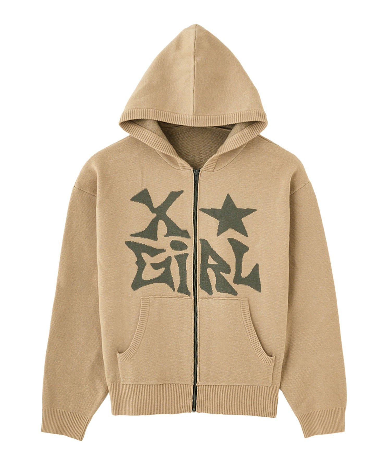 JACQUARD KNIT ZIP UP HOODIE
