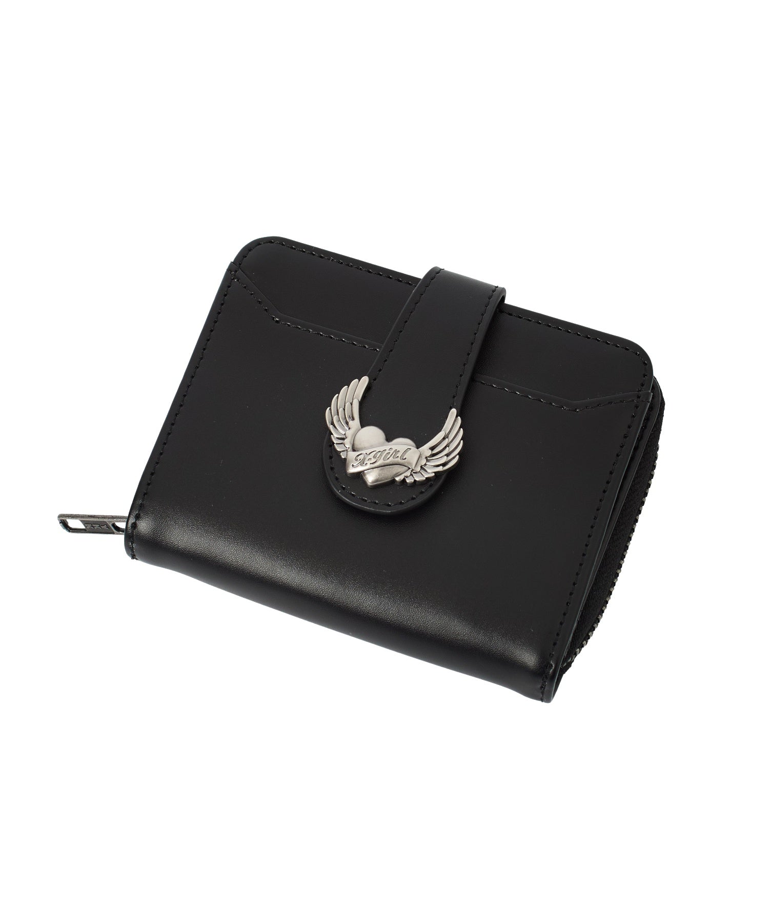 HEART AND WING EMBLEM FAUX LEATHER WALLET