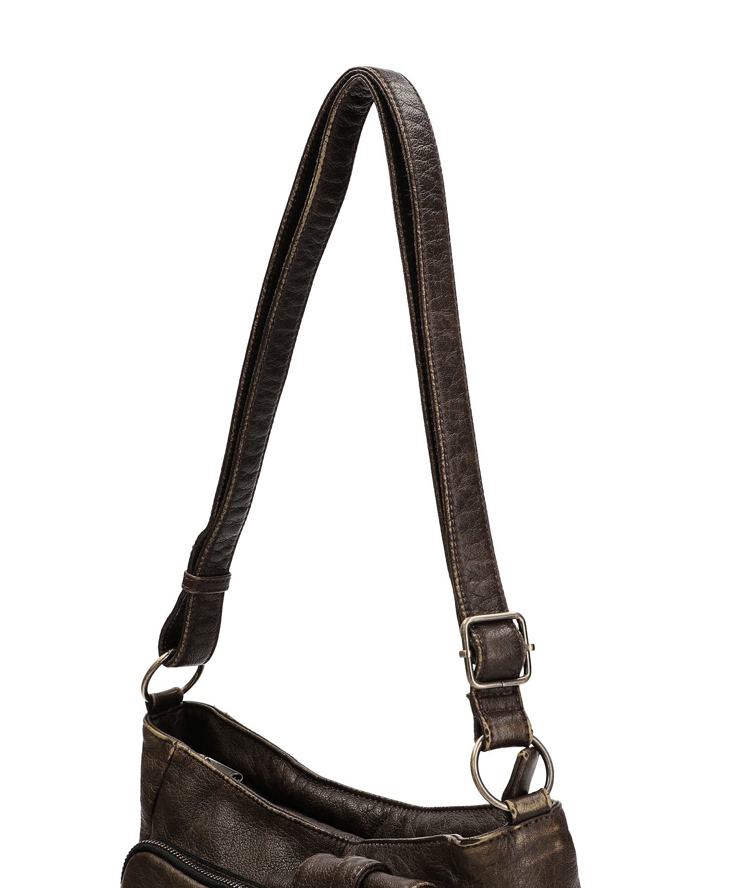 MULTI POCKET FADED FAUX LEATHER BAG