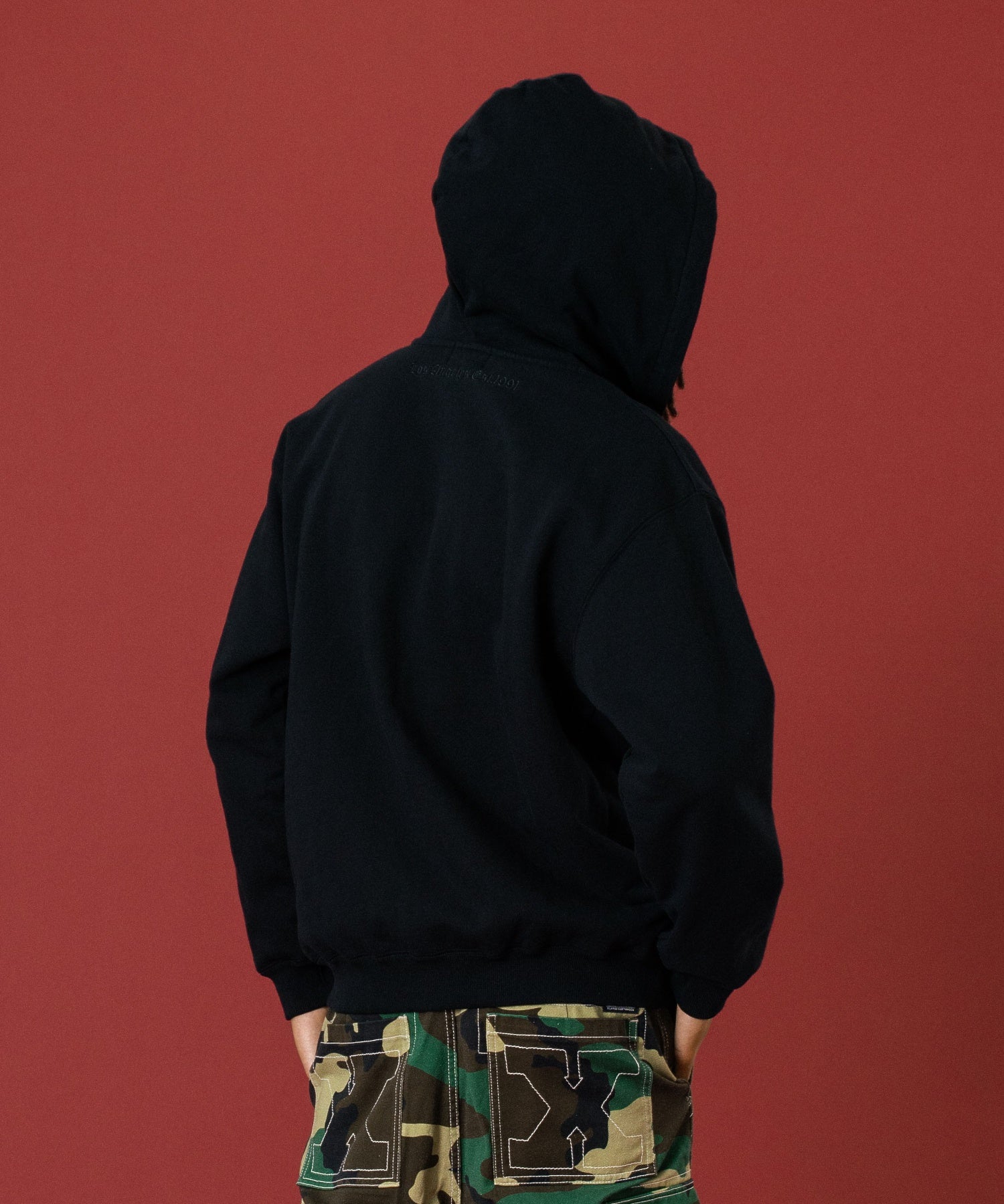 PATCHED THERMAL ZIP UP HOODED SWEATSHIRT