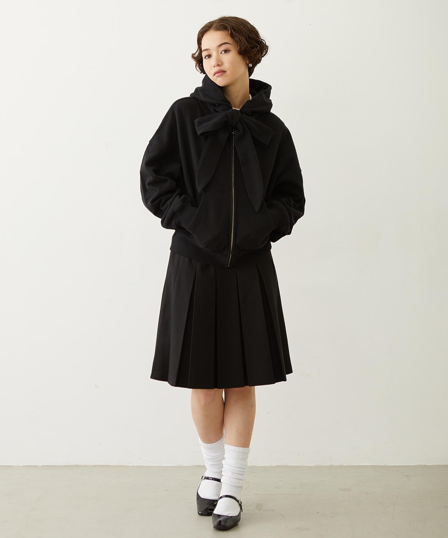 BIG RIBBON SWEAT ZIP HOODIE