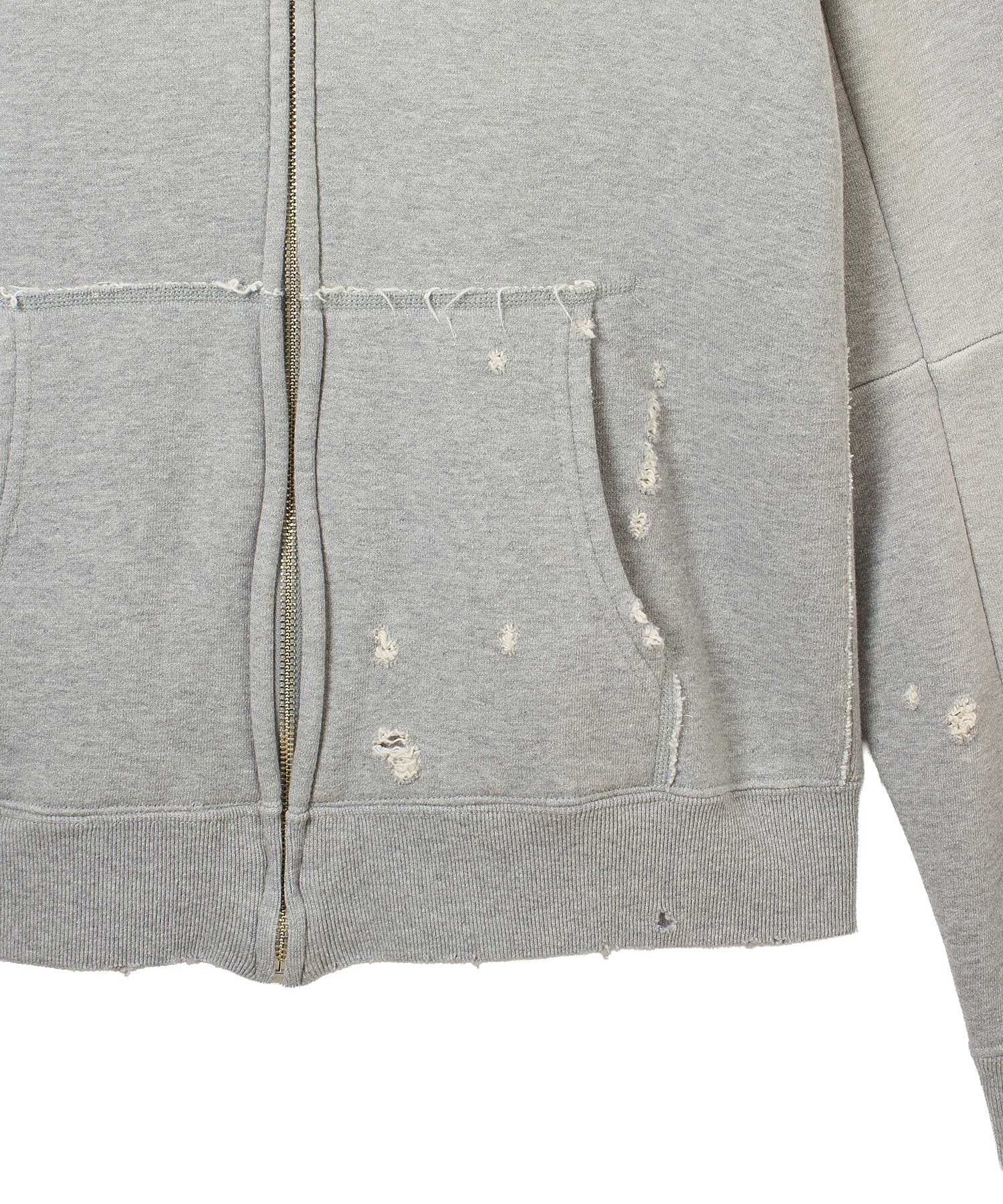 NEEDLES/DECONSTRUCTED ZIPPED SWEAT