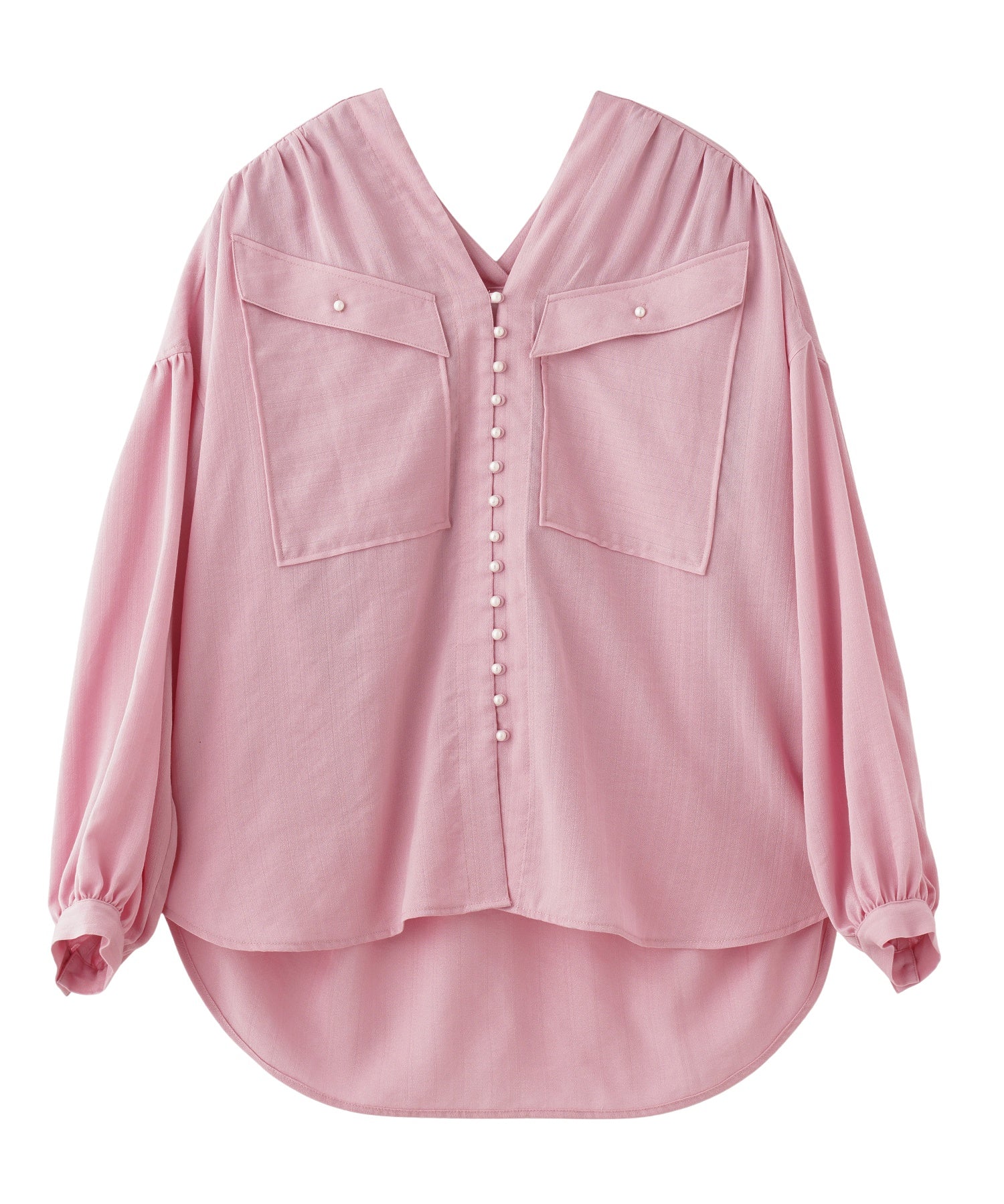 GENE HEAVENS/COTTON PEARL BUTTON V NECKＳHIRT