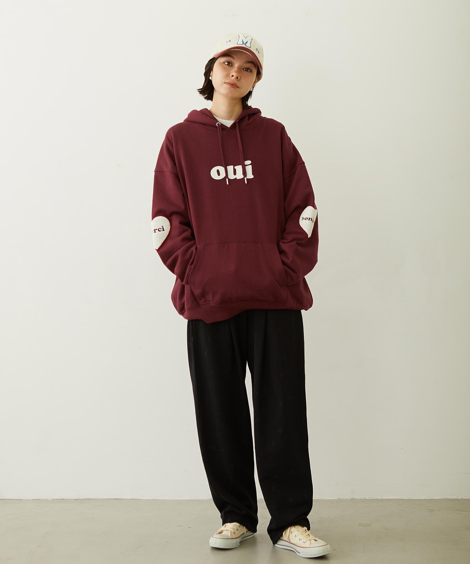 HEART ELBOW PATCH SWEAT HOODIE