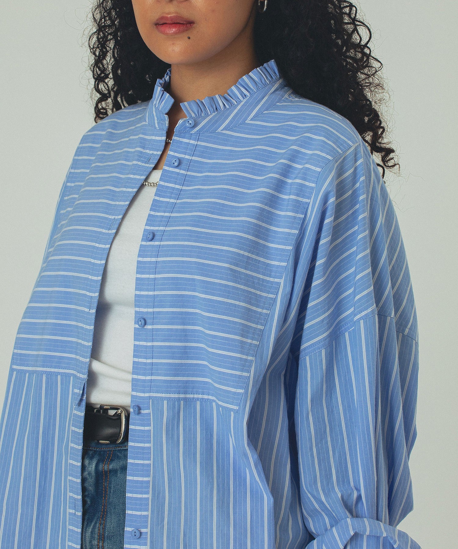 GENE HEAVENS/BACK OPEN STRIPE SHIRT
