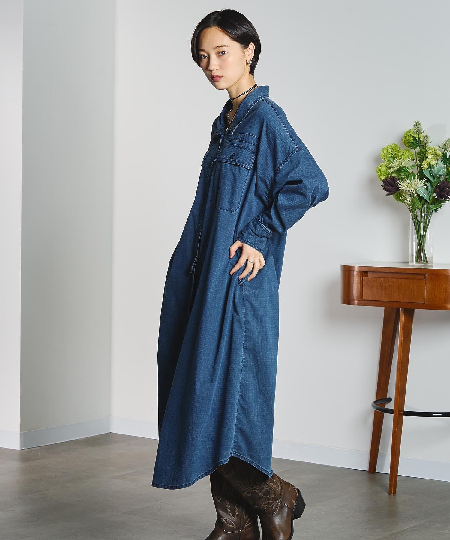 RIP STOP WORK POCKET SHIRT DRESS