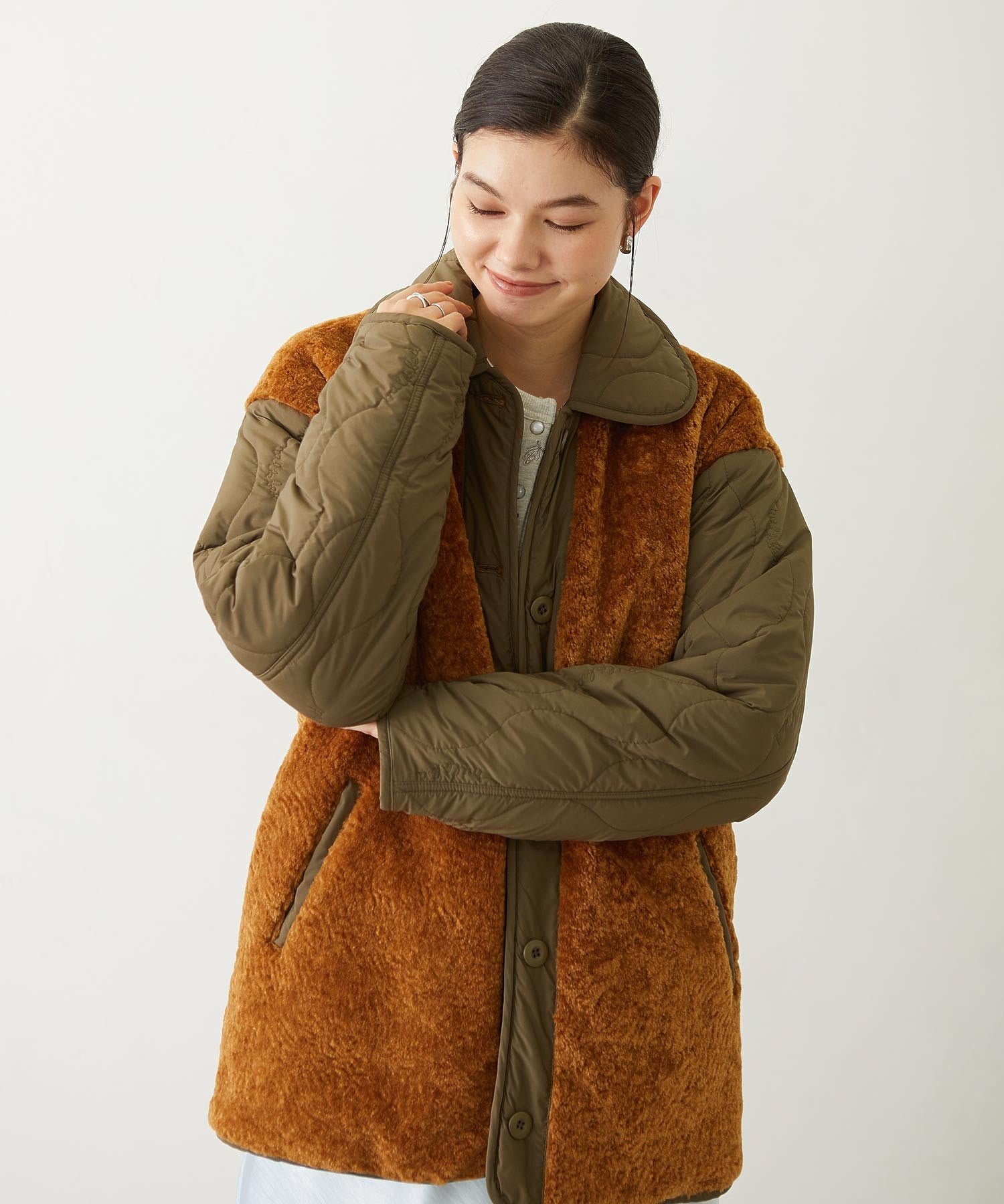 REVERSIBLE QUILTED LOGO LONG COAT