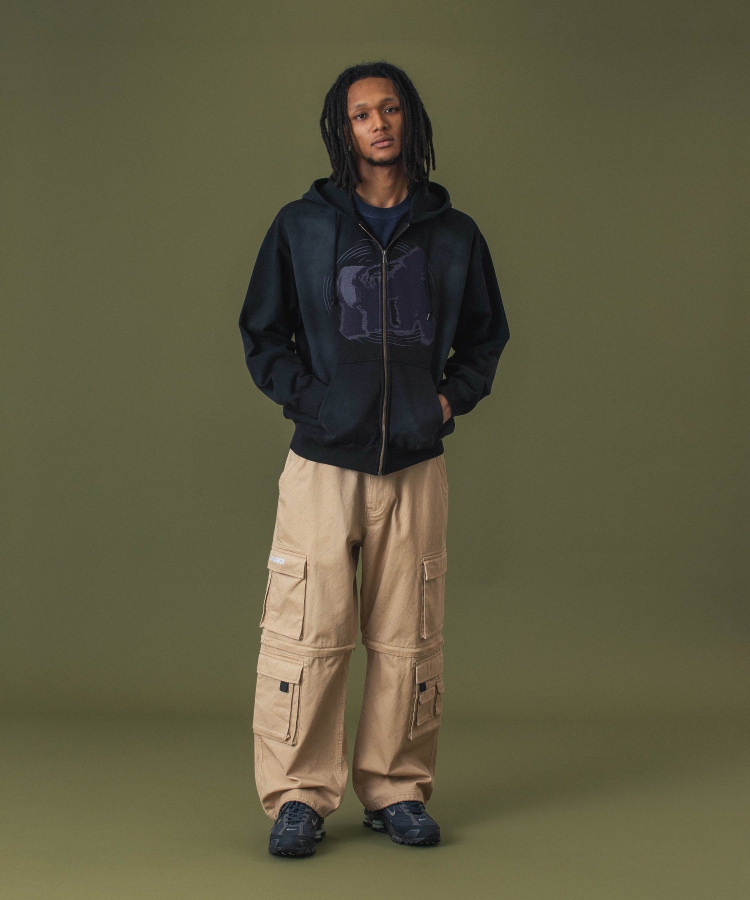 SPRAY PROCESSED ZIP HOODED SWEATSHIRT