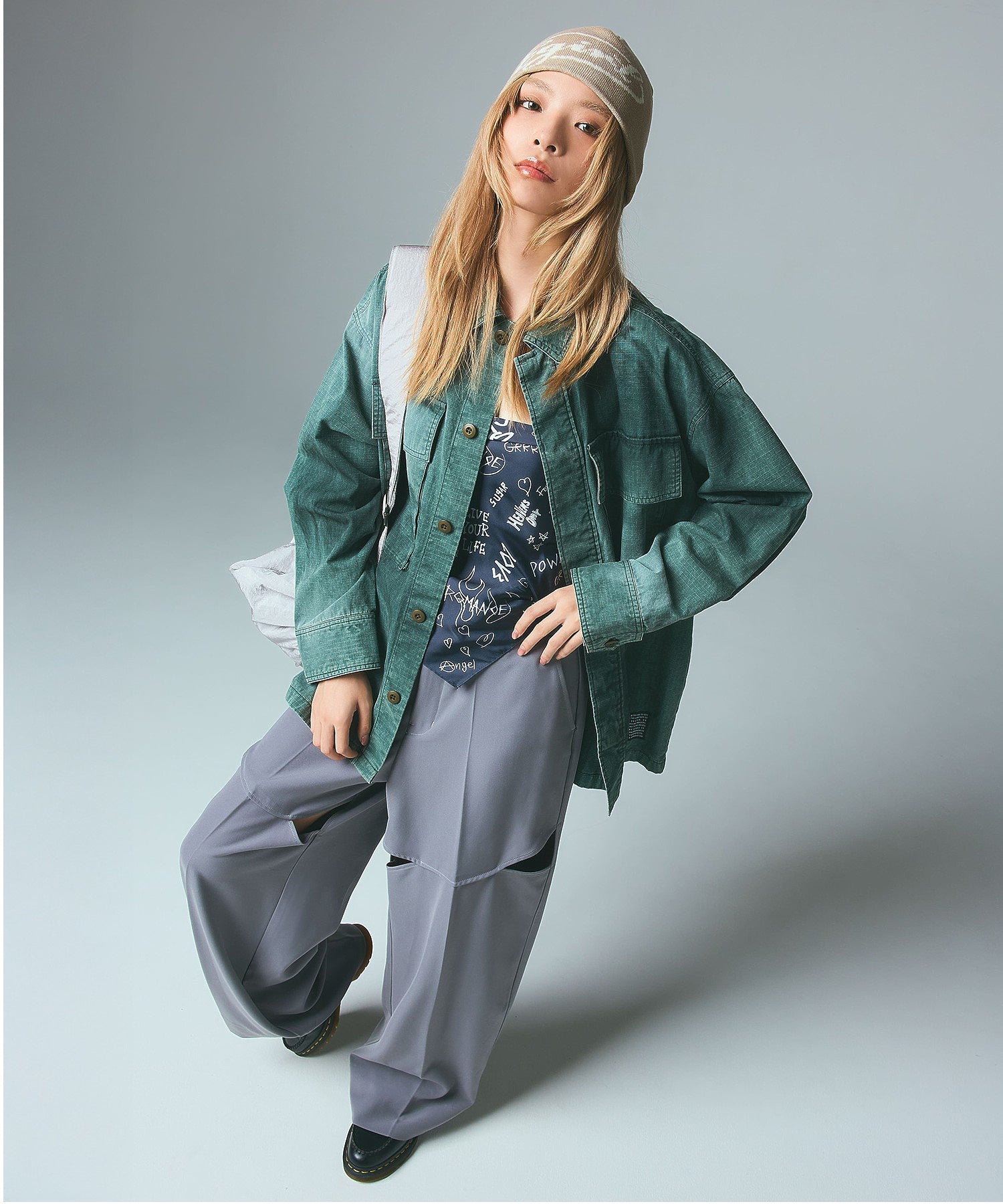 DIAGONAL OVAL LOGO JACQUARD BEANIE