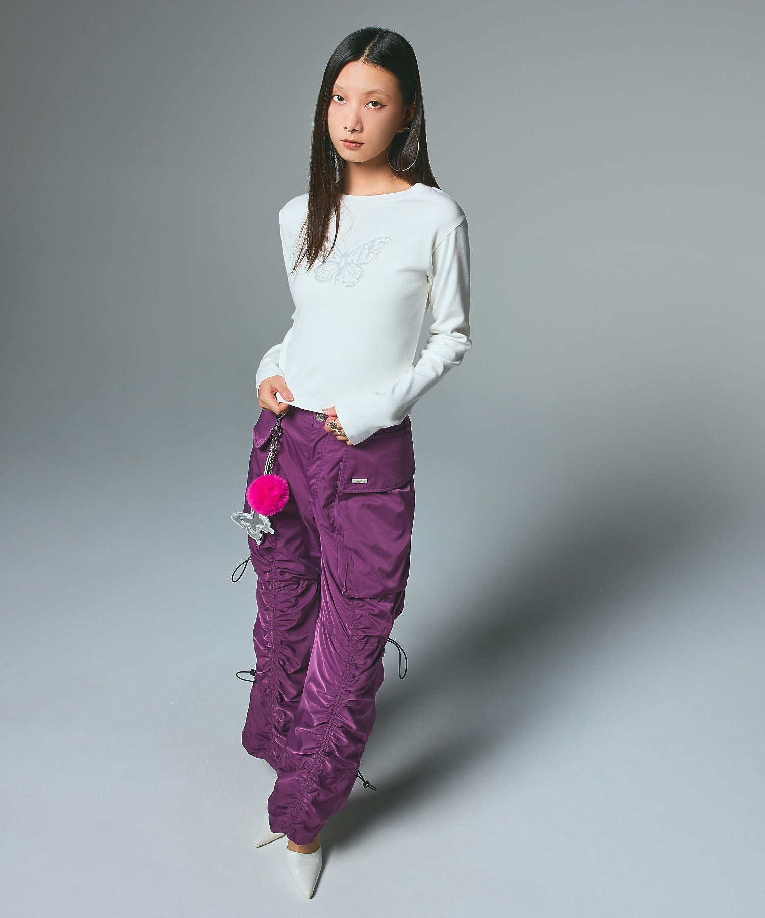 BUTTERFLY FOAM PRINT L/S BABY TEE