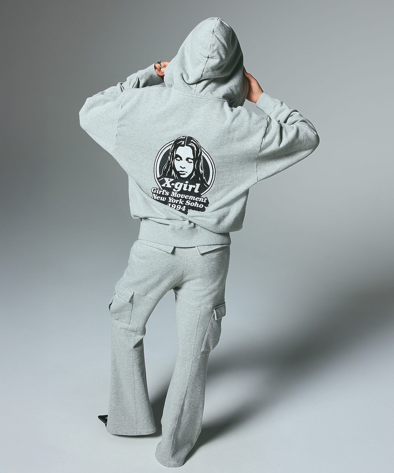 CARGO POCKET FLARE SWEAT PANTS