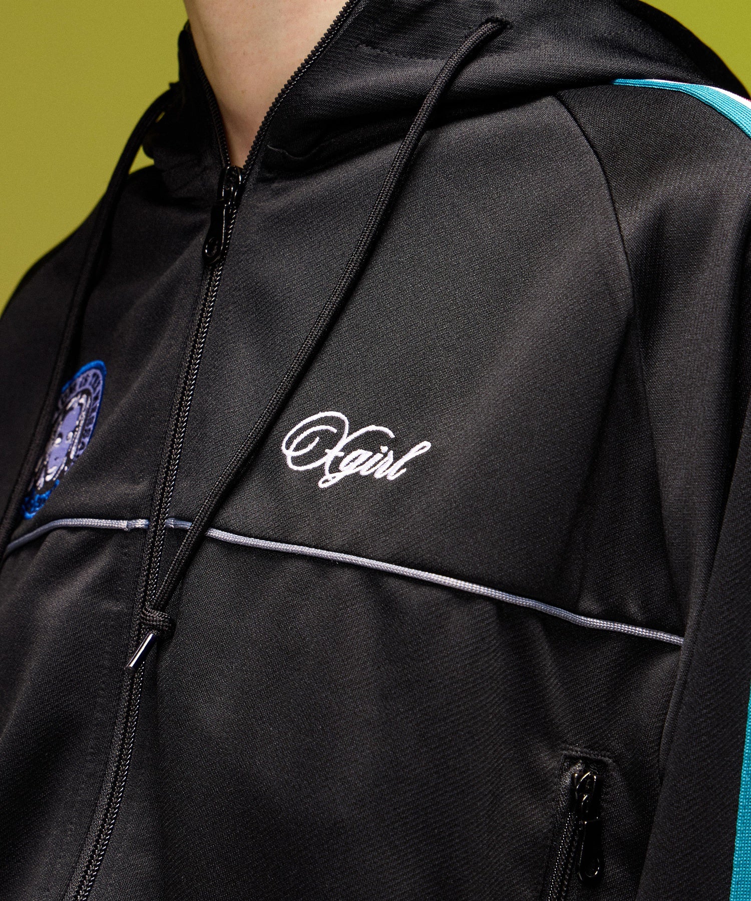 LOGO PATCHED ZIP UP JERSEY COMPACT HOODIE
