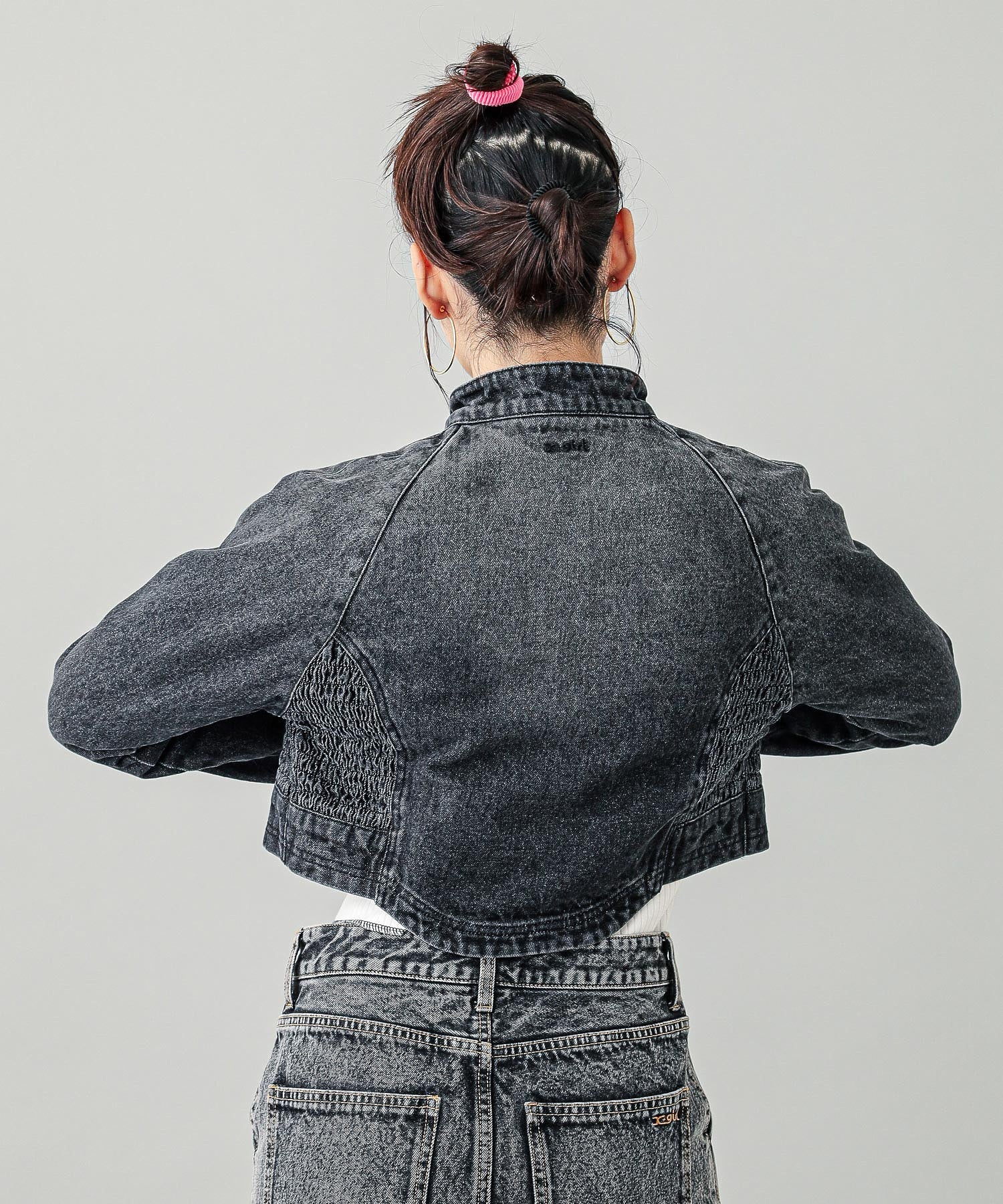 ZIP UP STAND COLLAR DENIM JACKET