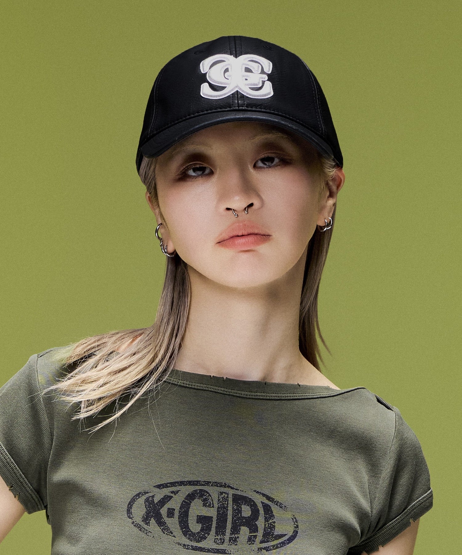 XG EMBLEM FADED FAUX LEATHER 6PANEL CAP