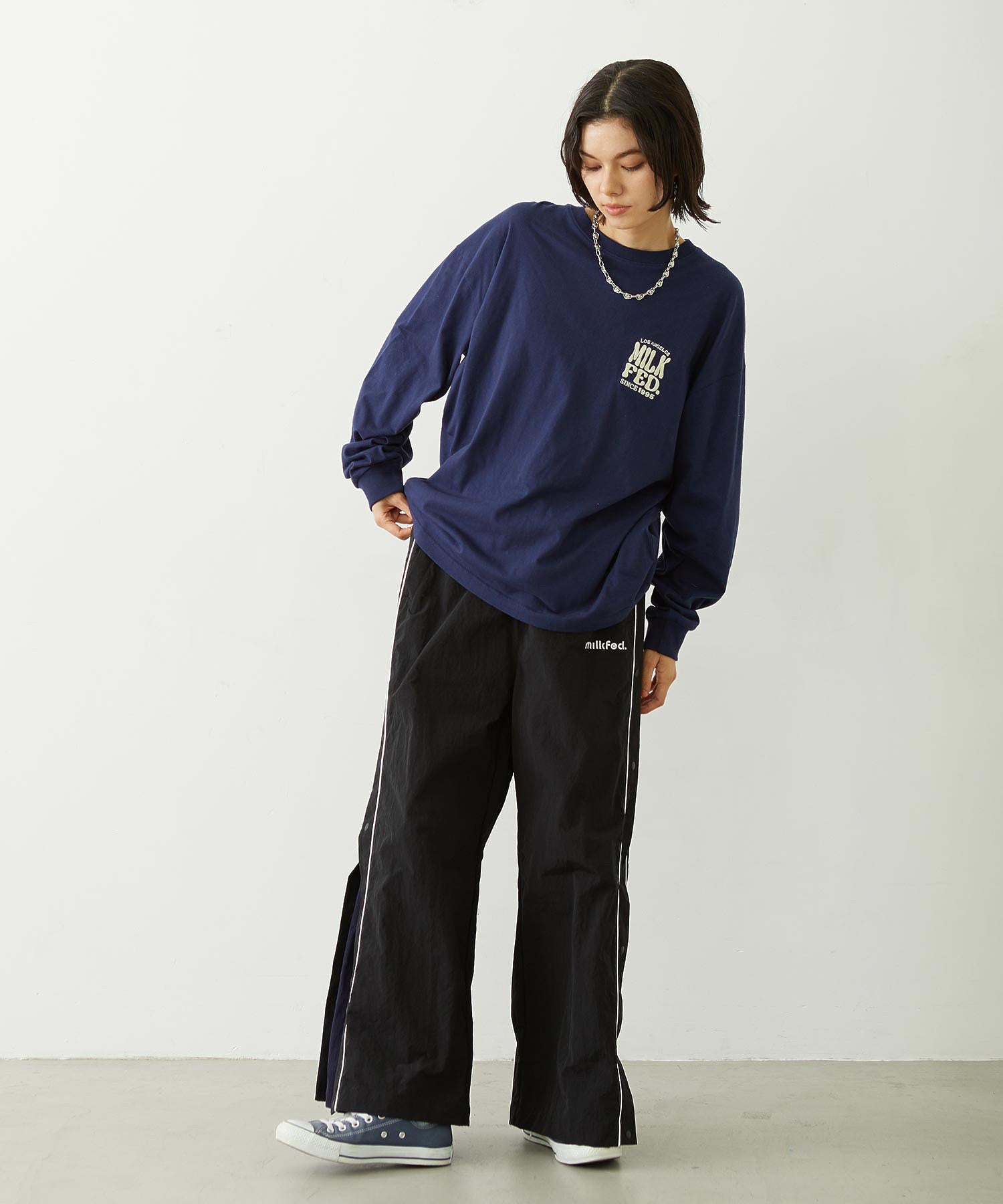 FLOWER DOT PATTERN LOGO WIDE L/S TEE