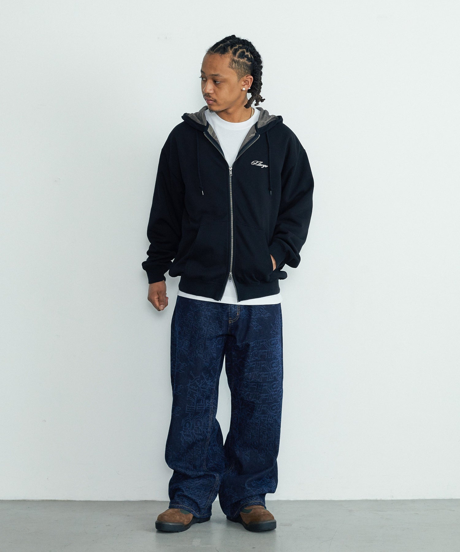 DOUBLE LAYERED ZIP HOODED SWEATSHIRT
