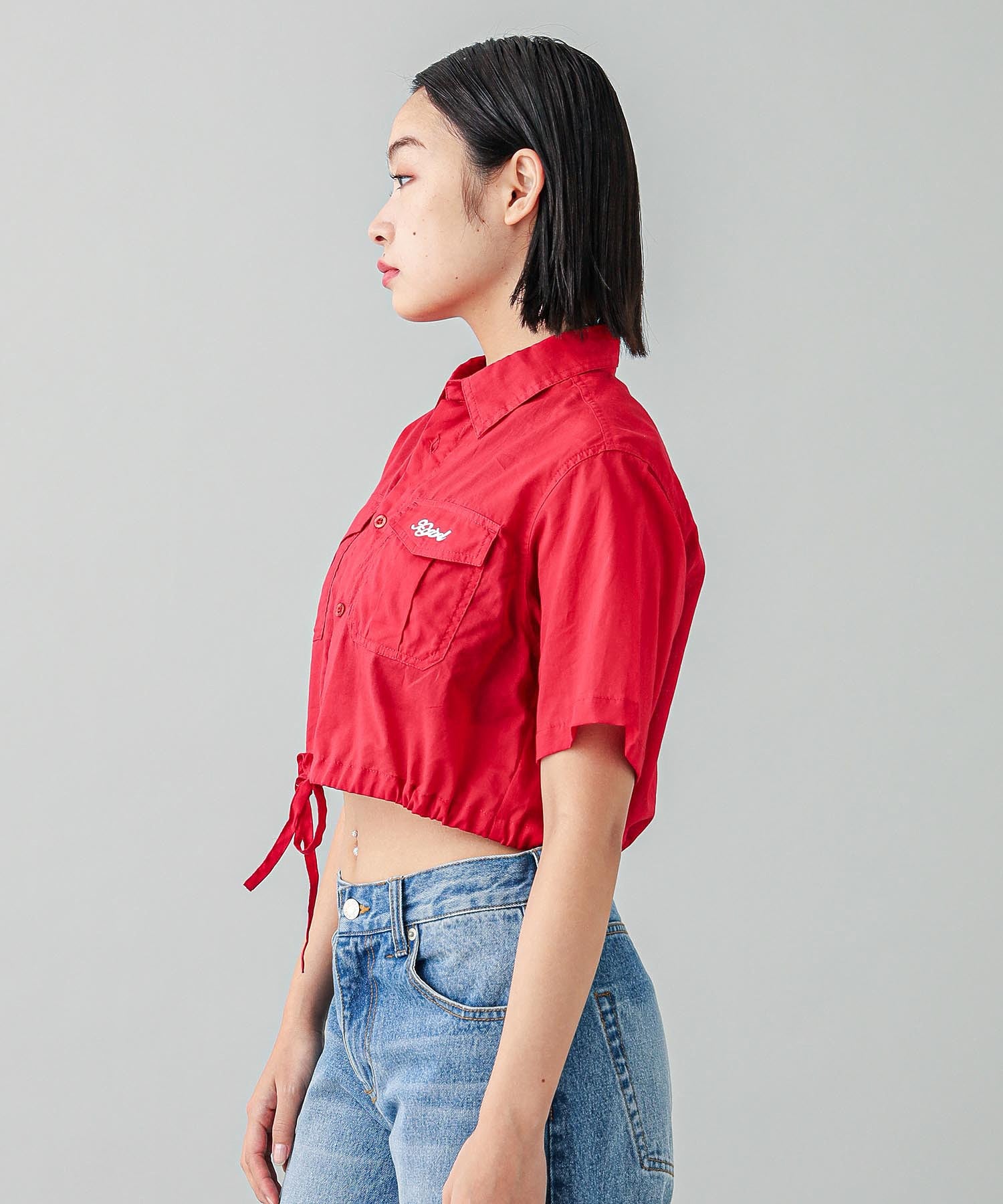 DRAWSTRING CROPPED SHIRT