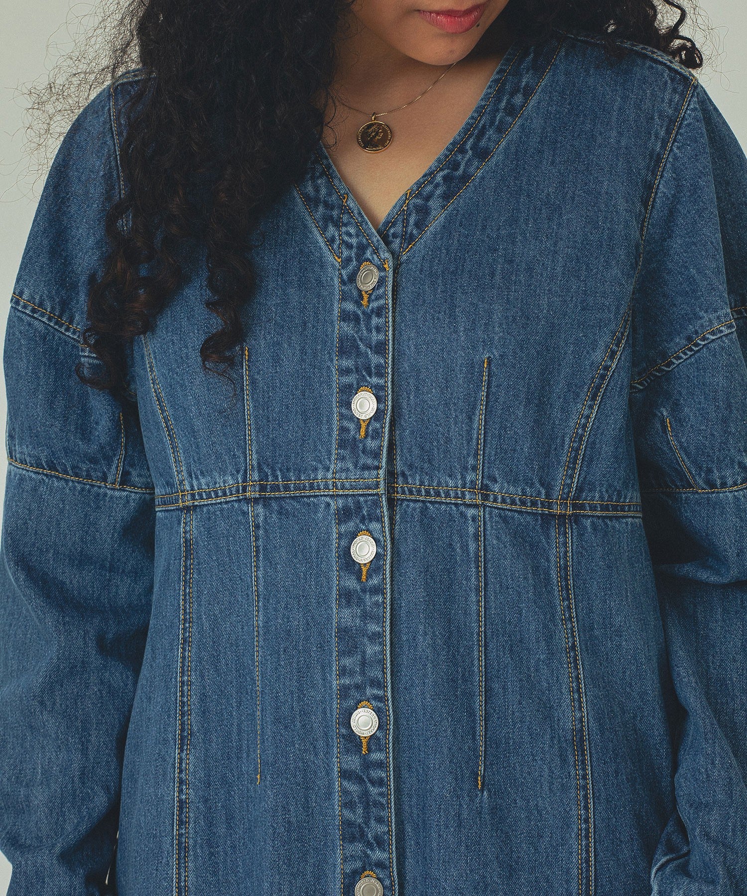 mici/DENIM VOLUME SLEEVE DRESS