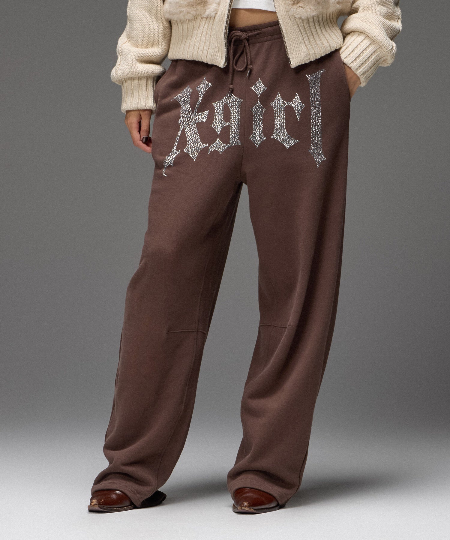 RHINESTONE BLACKLETTER LOGO SWEATPANTS