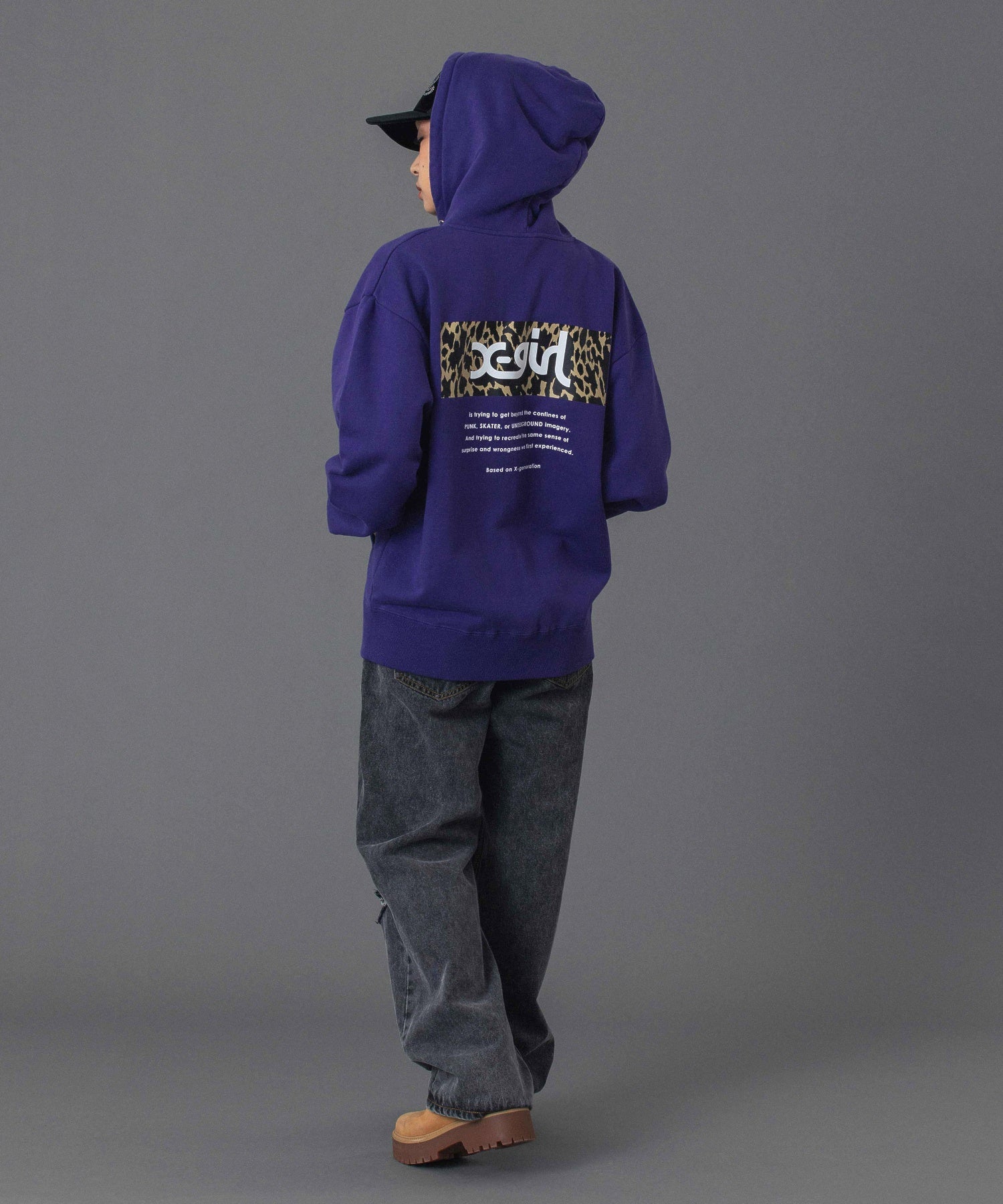 LEOPARD BOX ZIP UP SWEAT HOODIE