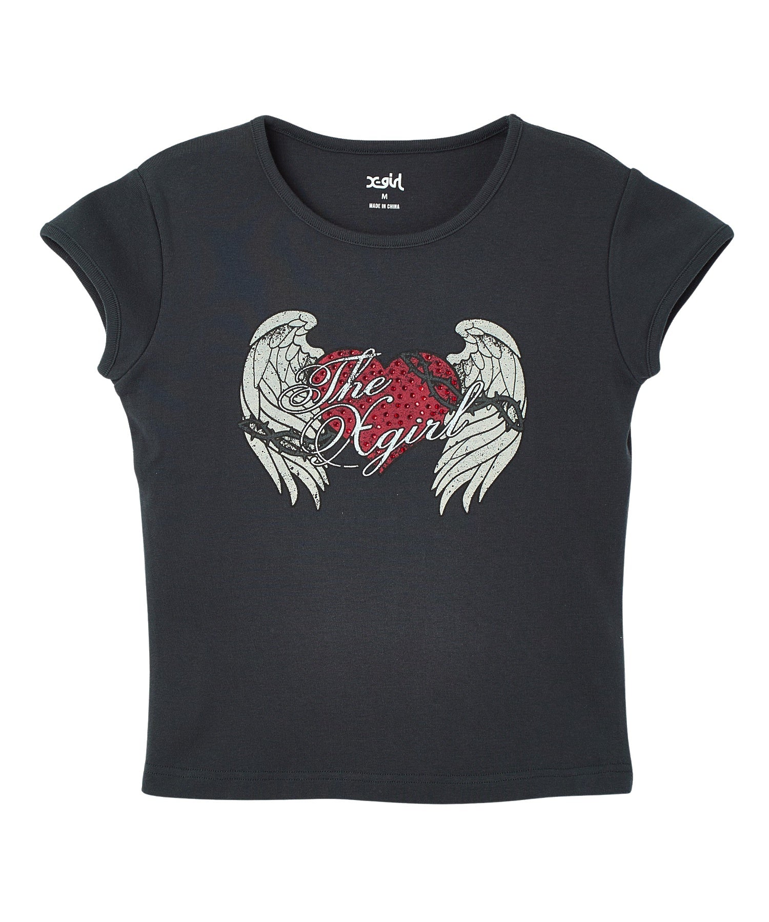 RHINESTONE HEART AND WING S/S BABY TEE