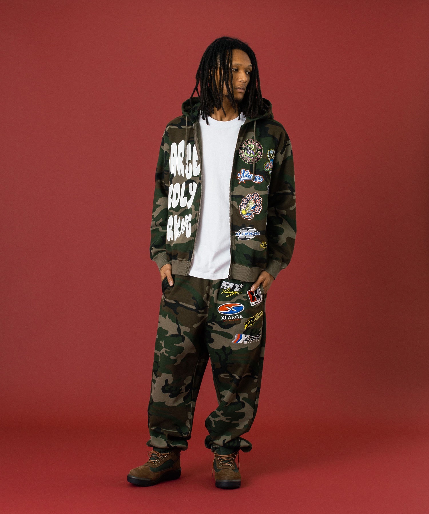 MULTI LOGO ZIP UP HOODED SWEATSHIRT