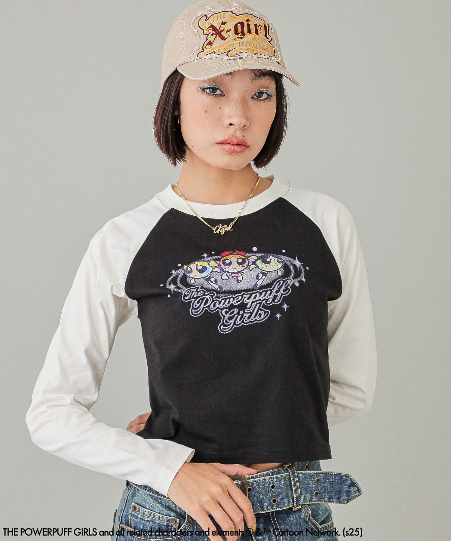 THE POWERPUFF GIRLS × X-girl RAGLAN L/S BABY TEE