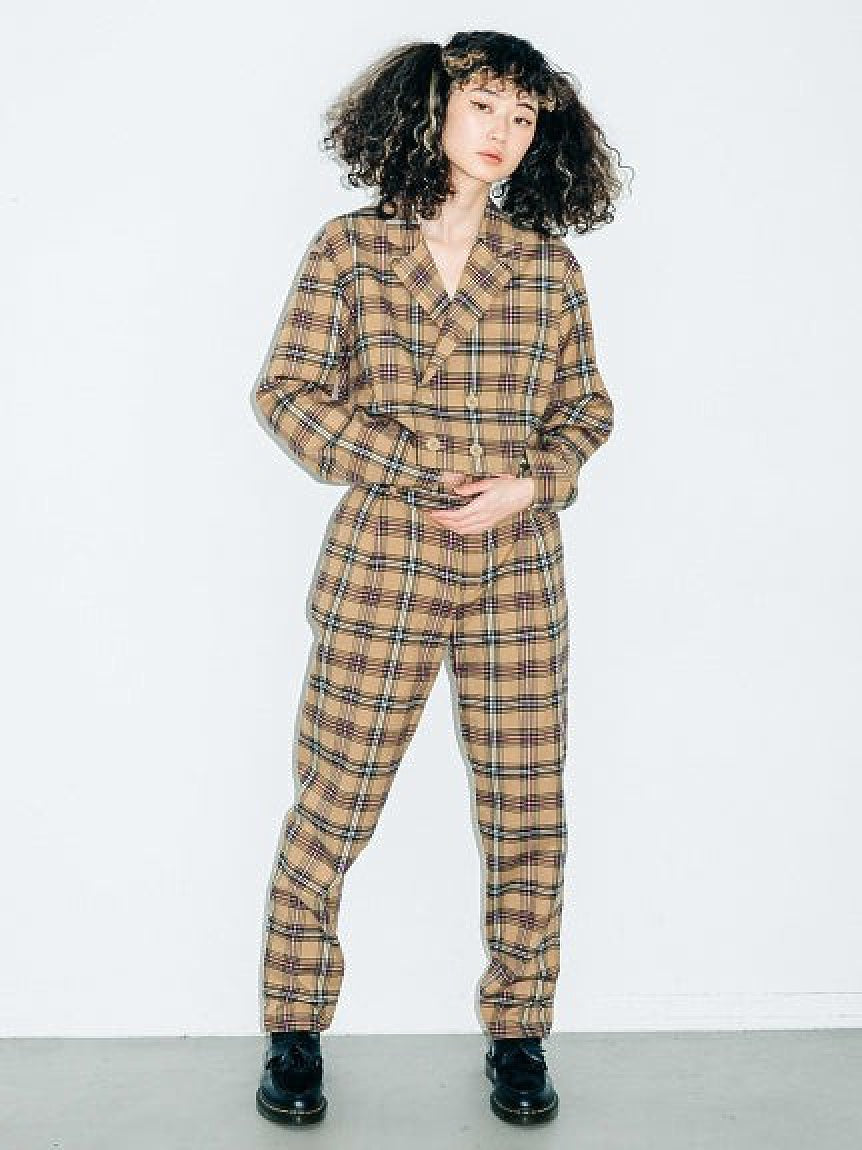 PLAID DOUBLE-BREASTED CROPPED JACKET X-girl