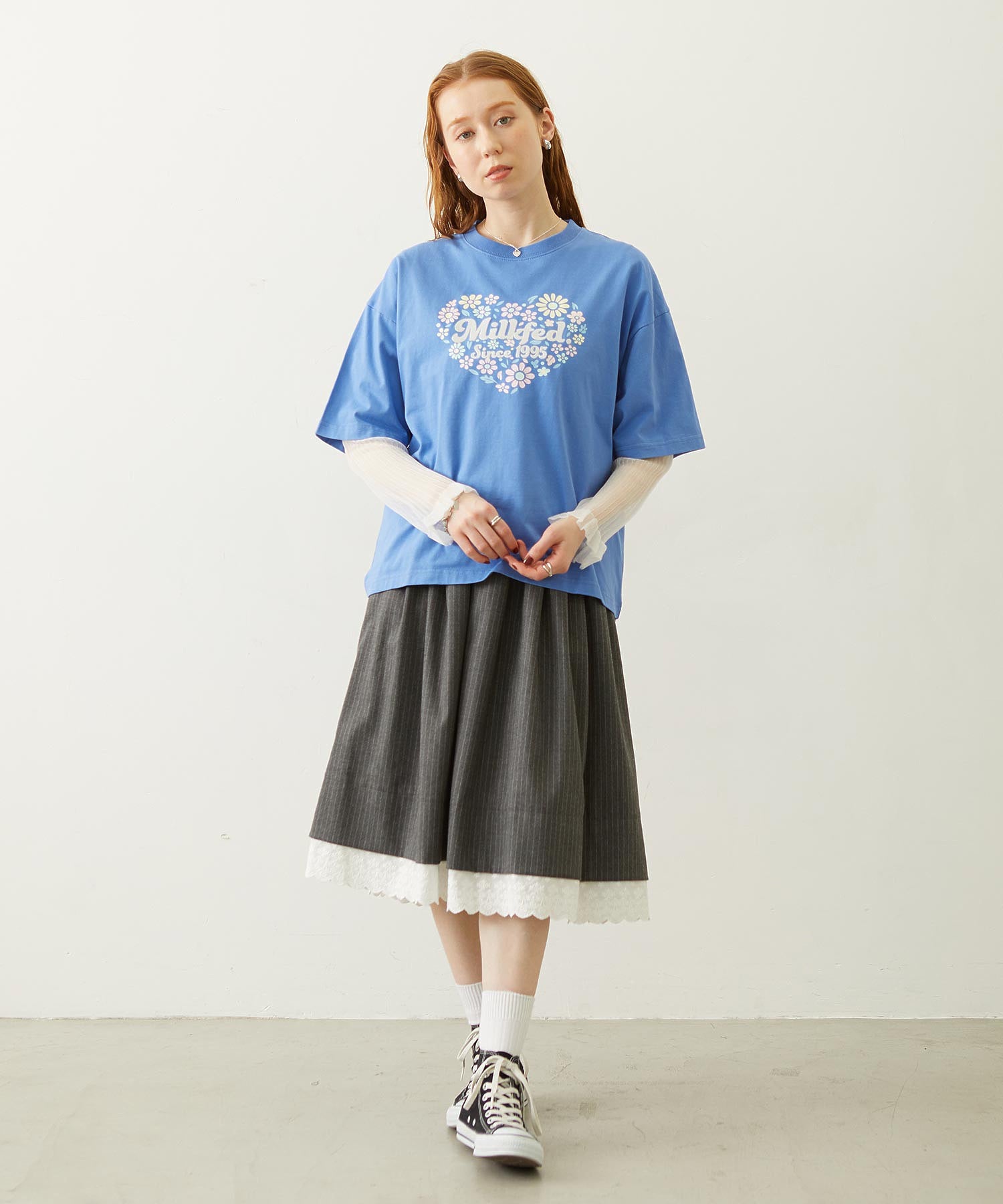 HEART FLOWER EMBROIDERY S/S TEE