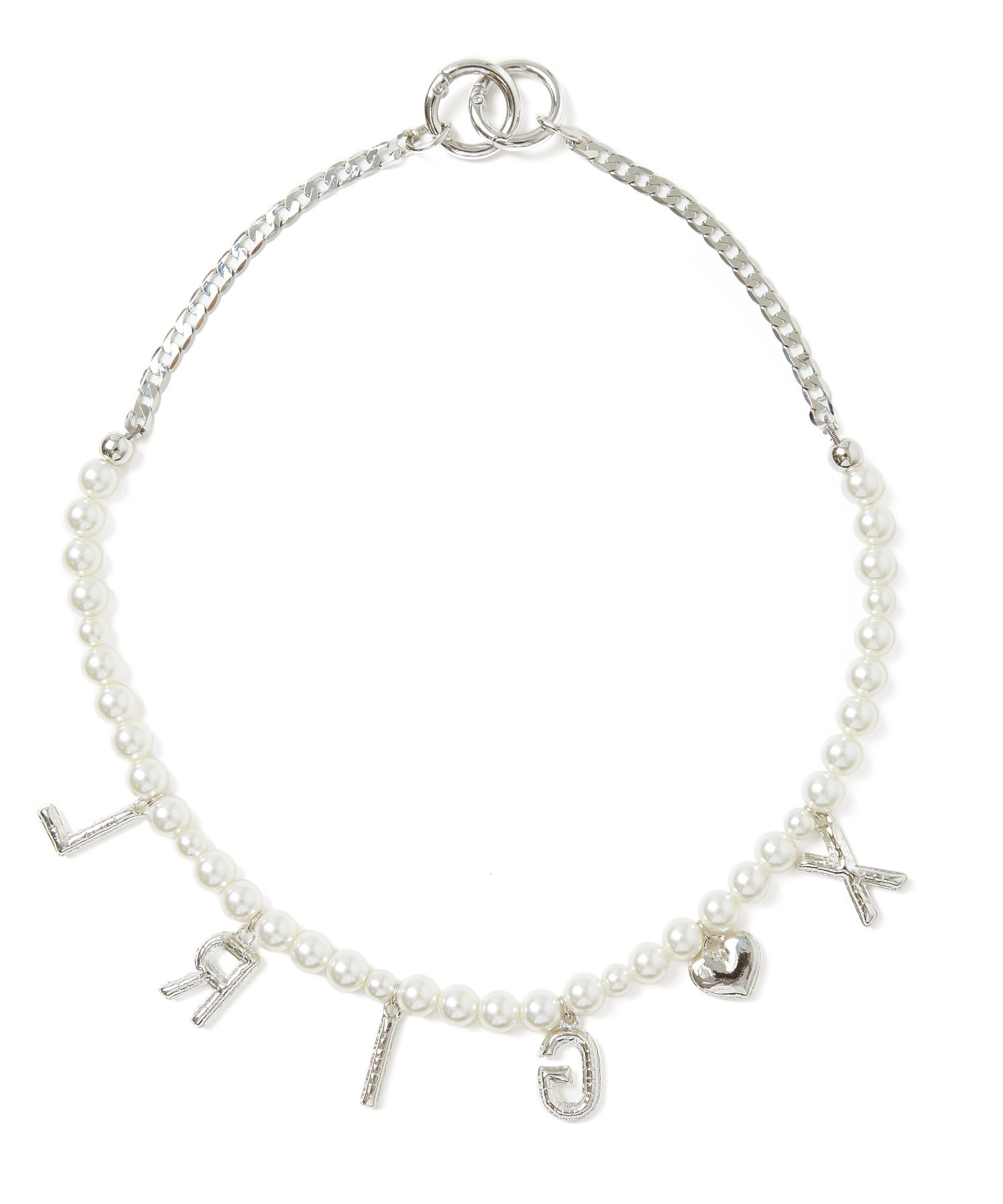 FAUX PEARL LOGO CHARM 2WAY CHAIN NECKLACE
