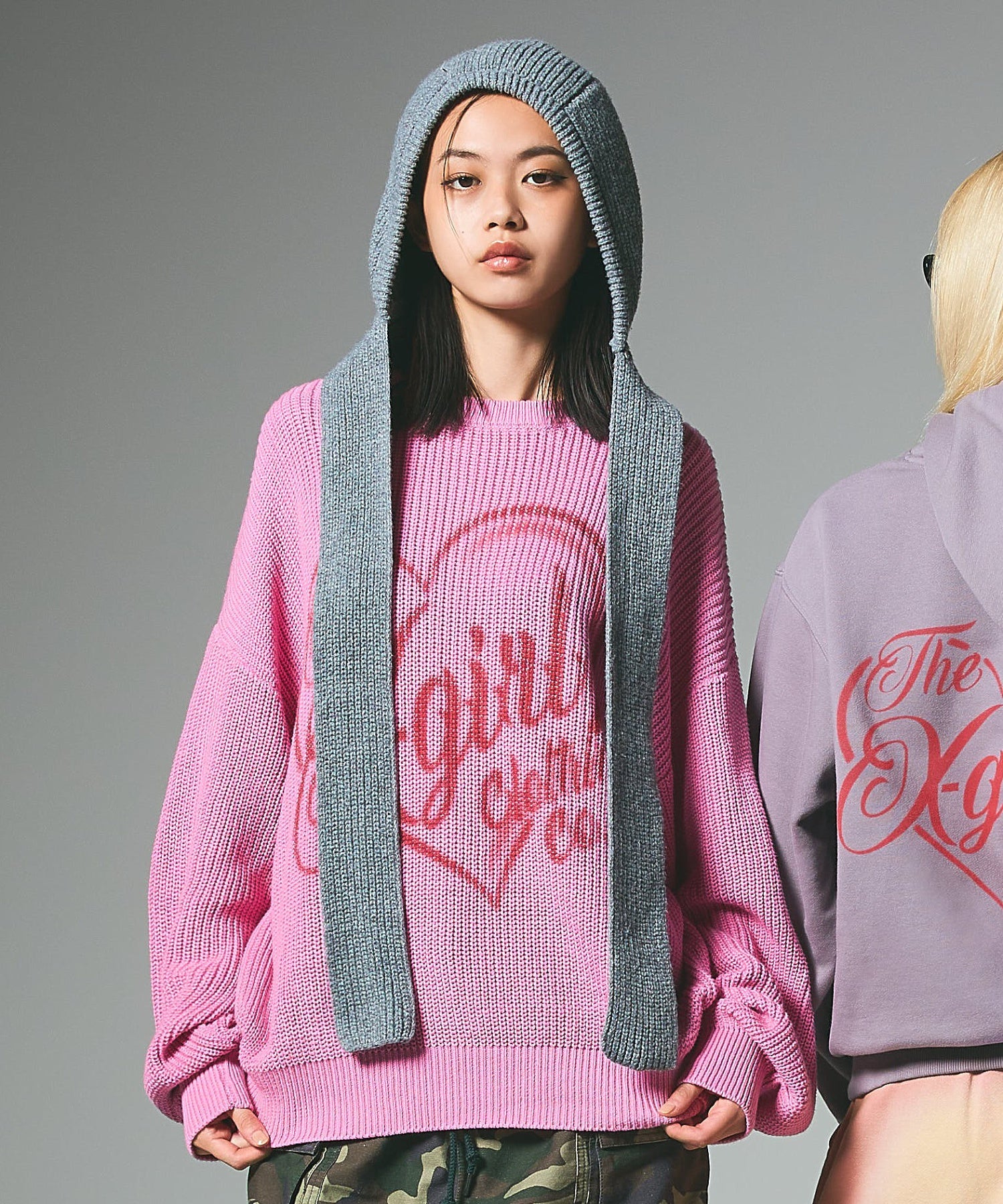 HEART SPRAY LOGO KNIT TOP