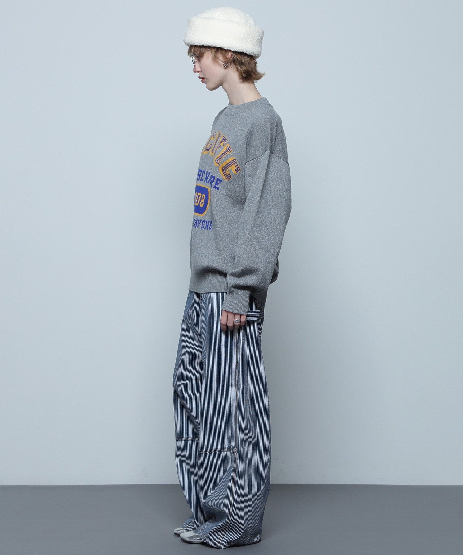 GENE HEAVENS/カレッジライクロゴ ジャカードニット