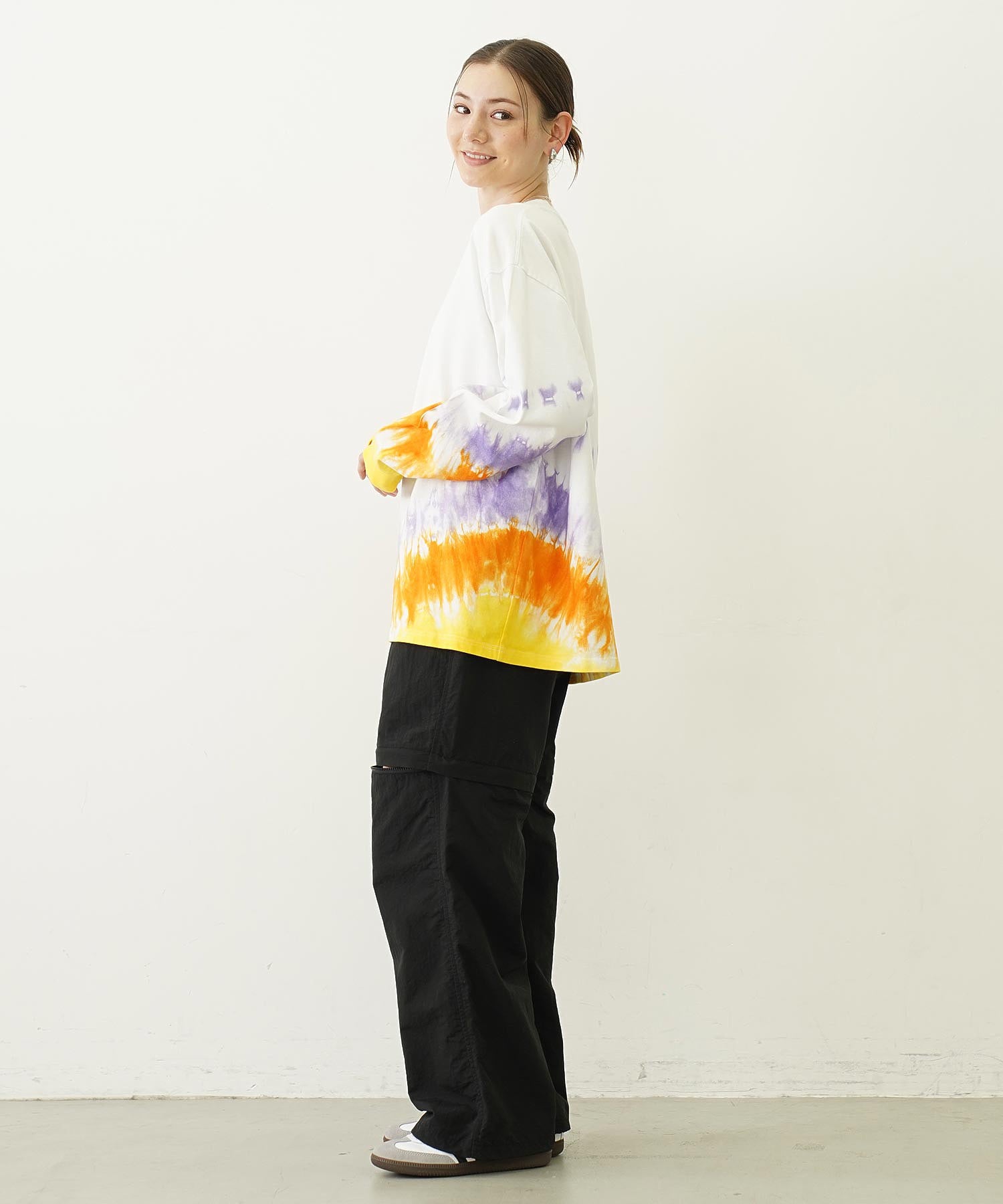 TIE DYED JAGGED PATTERN L/S TEE