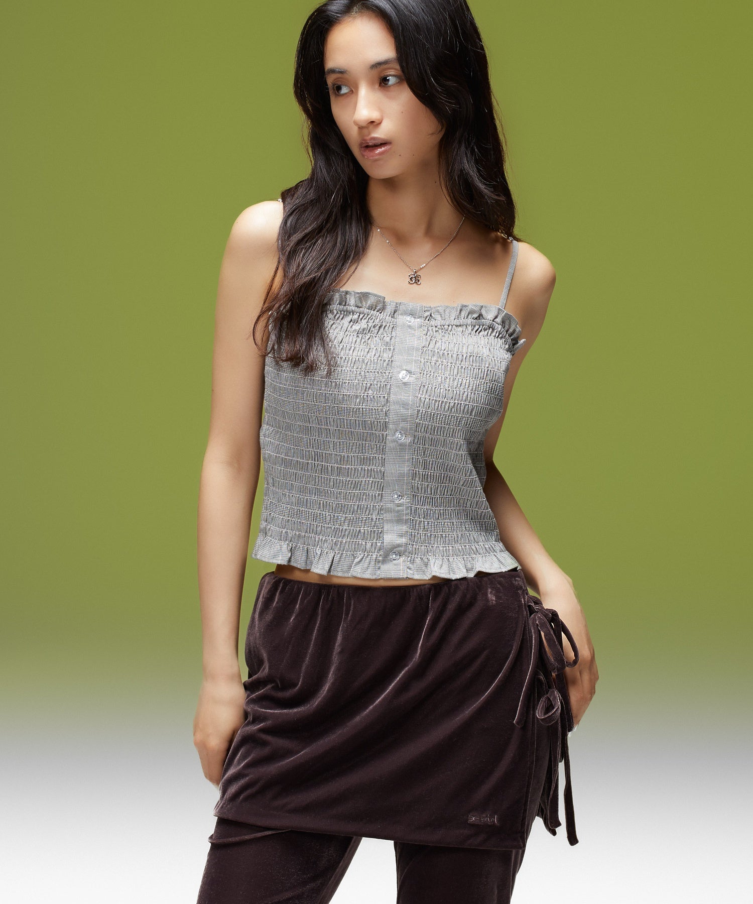 LAYERED STYLE VELOUR PANTS