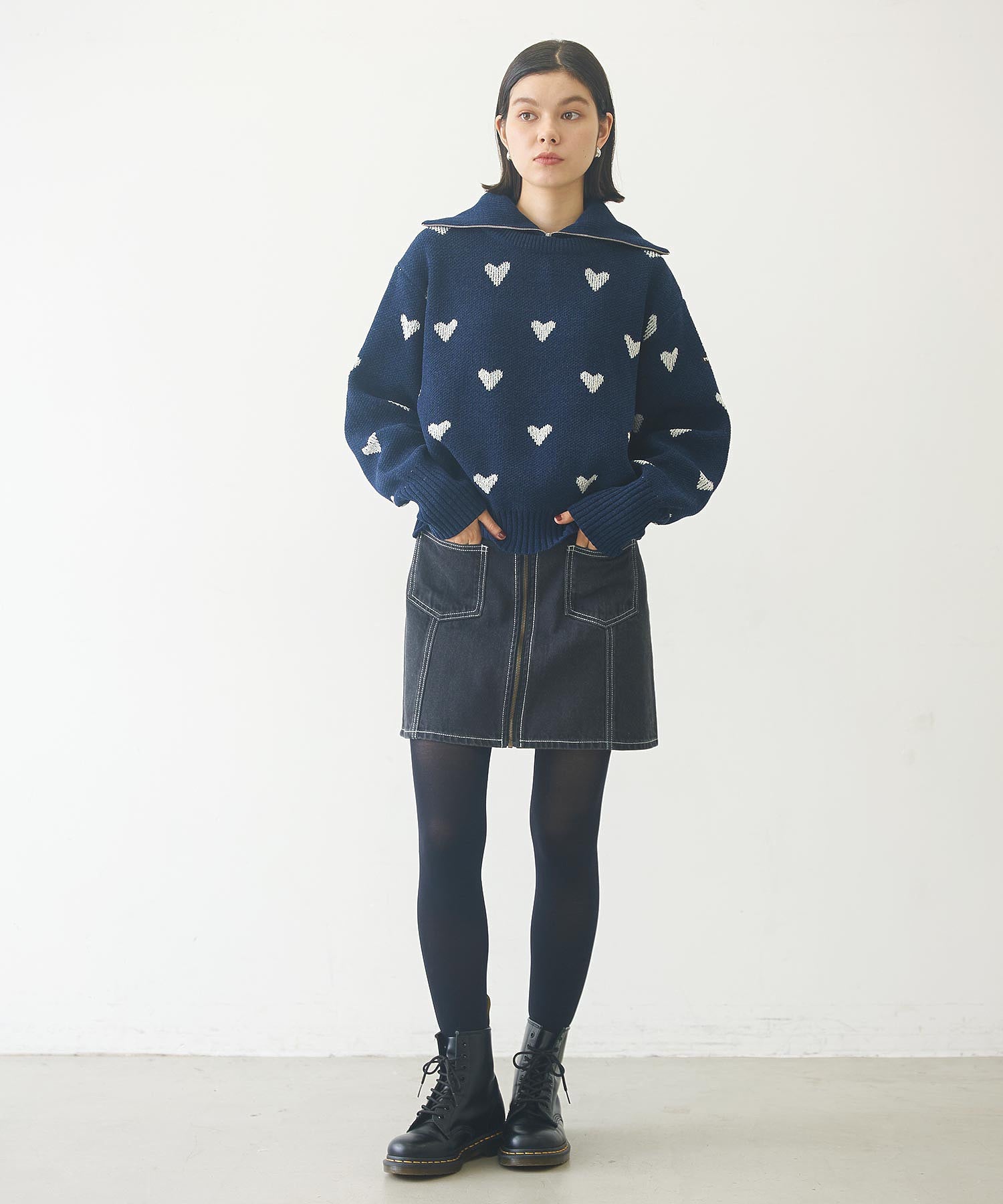 HEART JACQUARD KNIT TOP