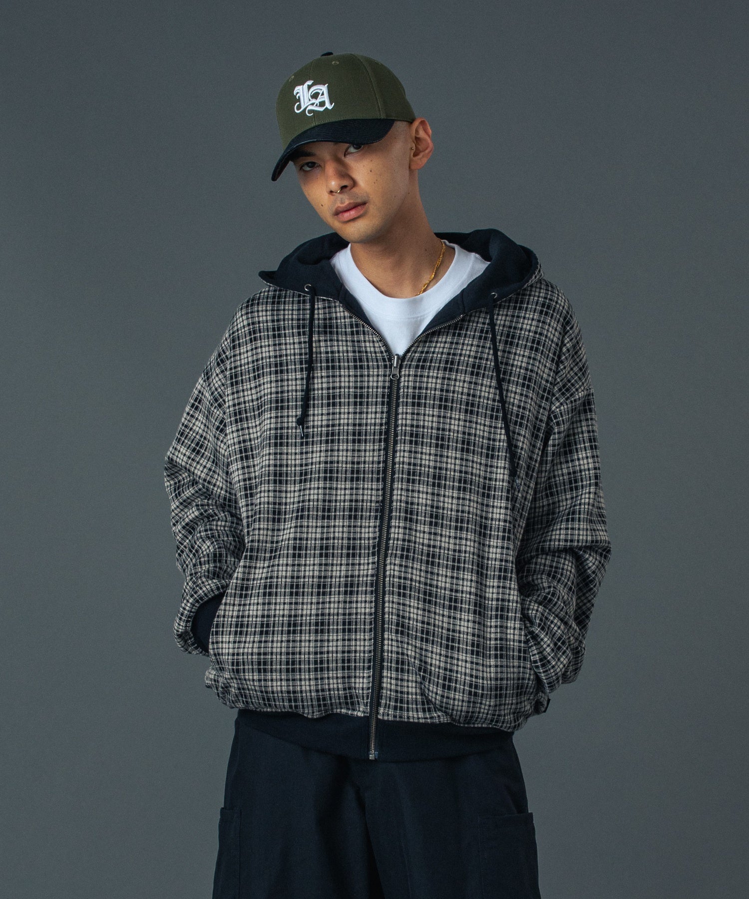 REVERSIBLE ZIP UP HOODED SWEATSHIRT