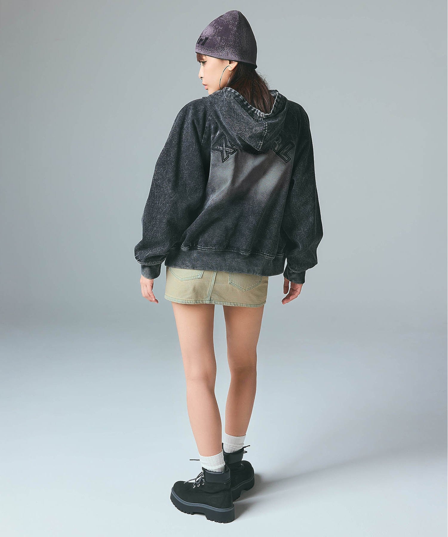 CURSIVE LOGO DENIM MINI SKIRT